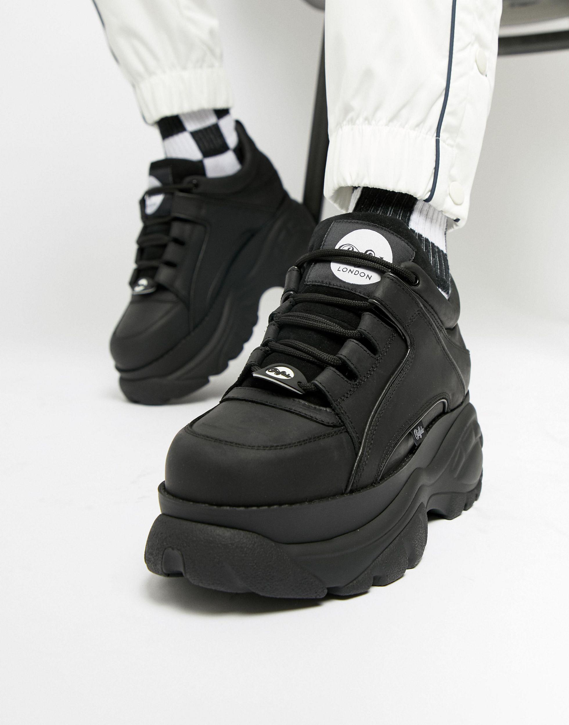 Buffalo Leder – Klassische, schwarze Sneaker mit dicker Sohle in Schwarz  für Herren | Lyst DE