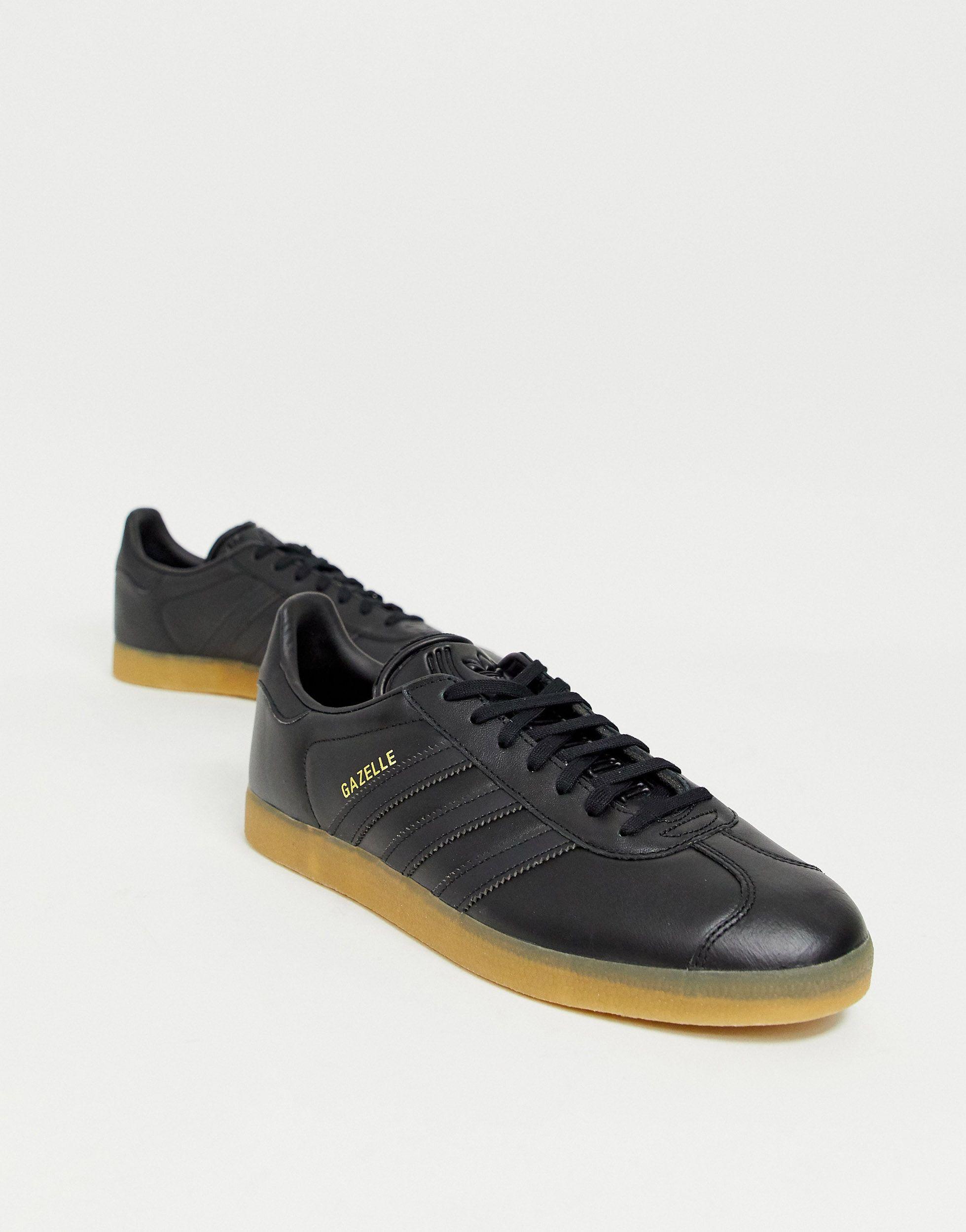 adidas Originals Gazelle Sneakers Van Zwart Leer Met Rubberen Zool in het Zwart voor heren Lyst NL