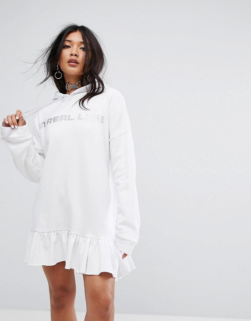 white oversized hoodie dress