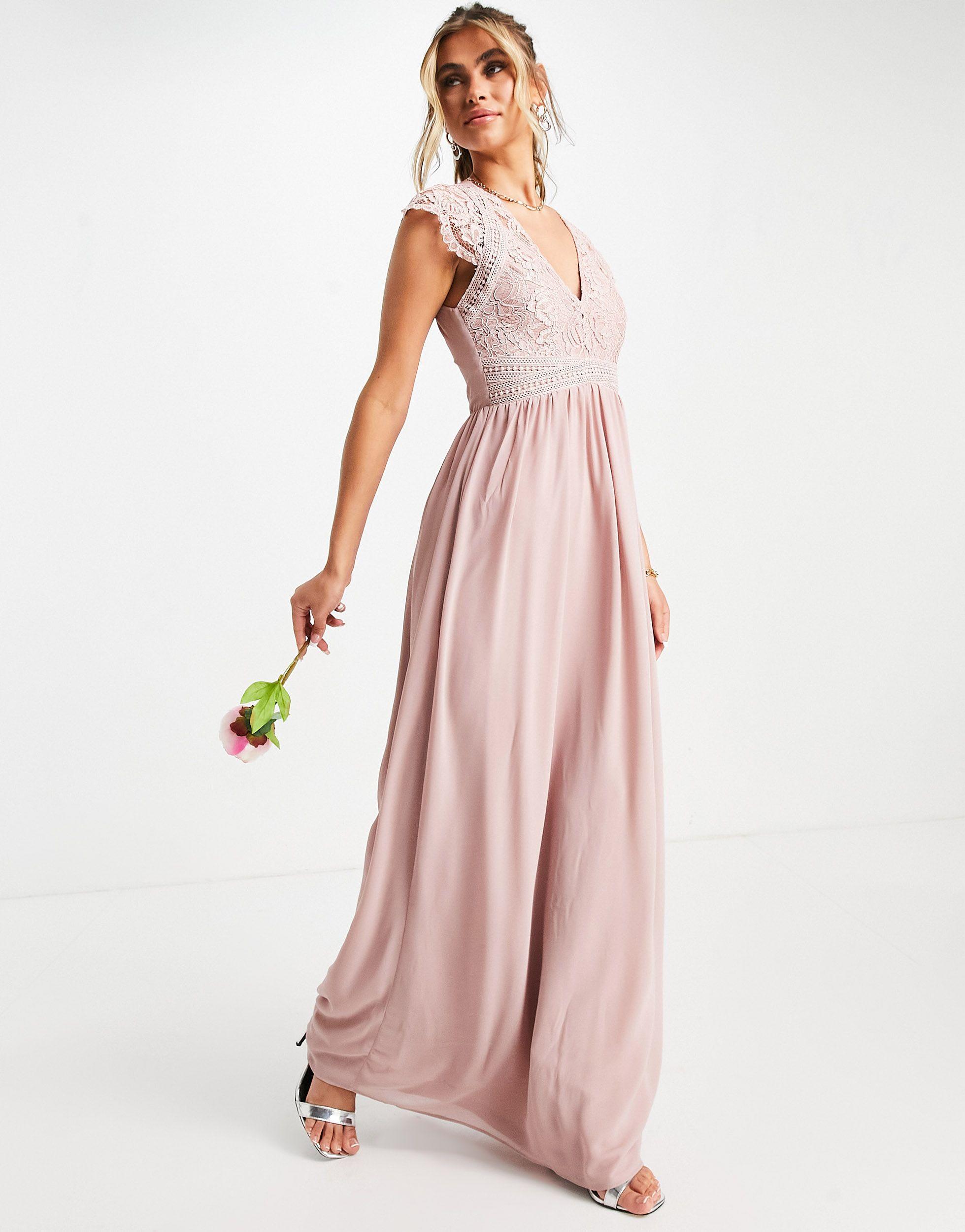 TFNC London – bridesmaid – maxi-wickelkleid mit spitze und gerafftem rock  in Pink | Lyst AT