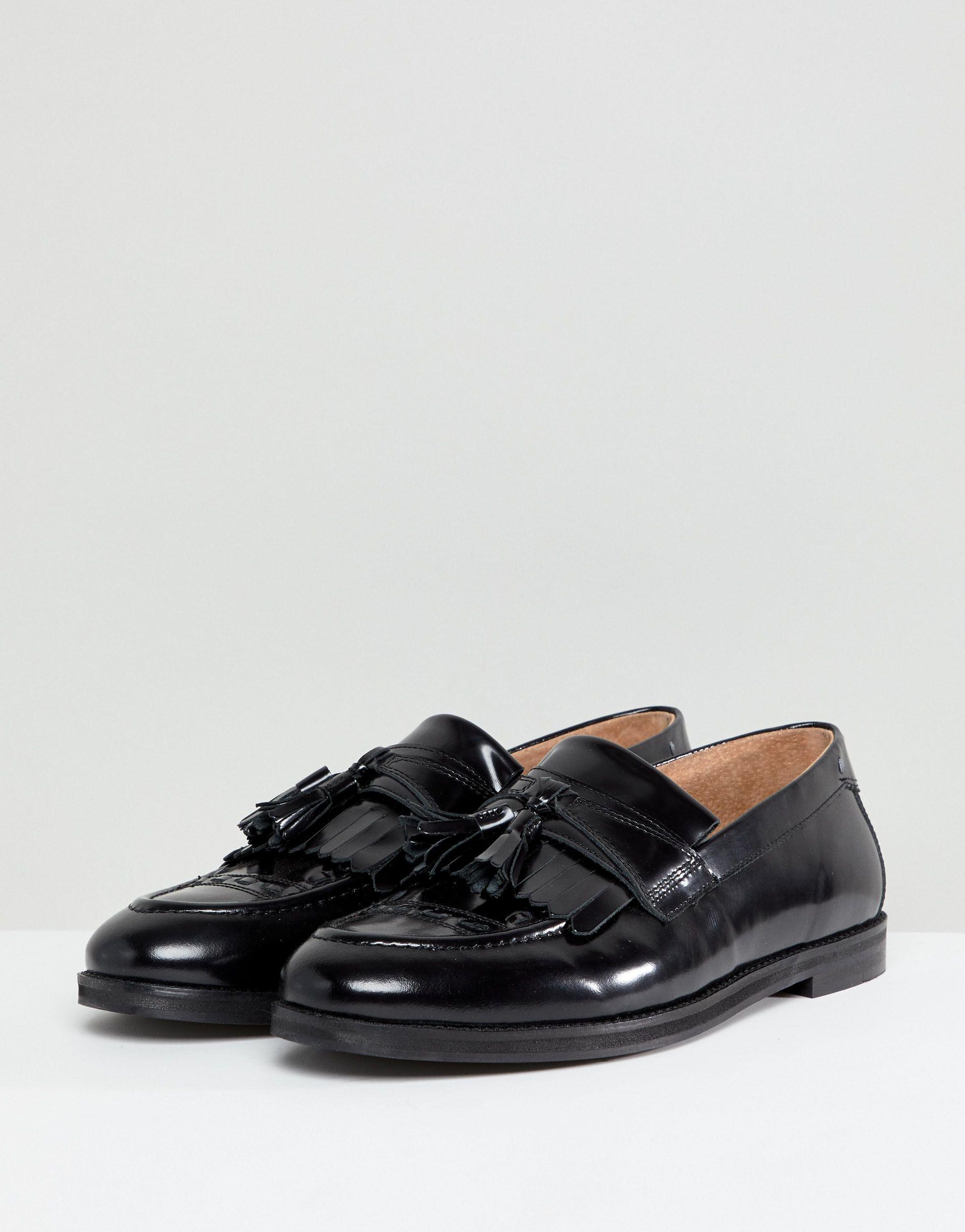 House Of Hounds Wide Fit Archer Tassel Loafers in Black for Men | Lyst