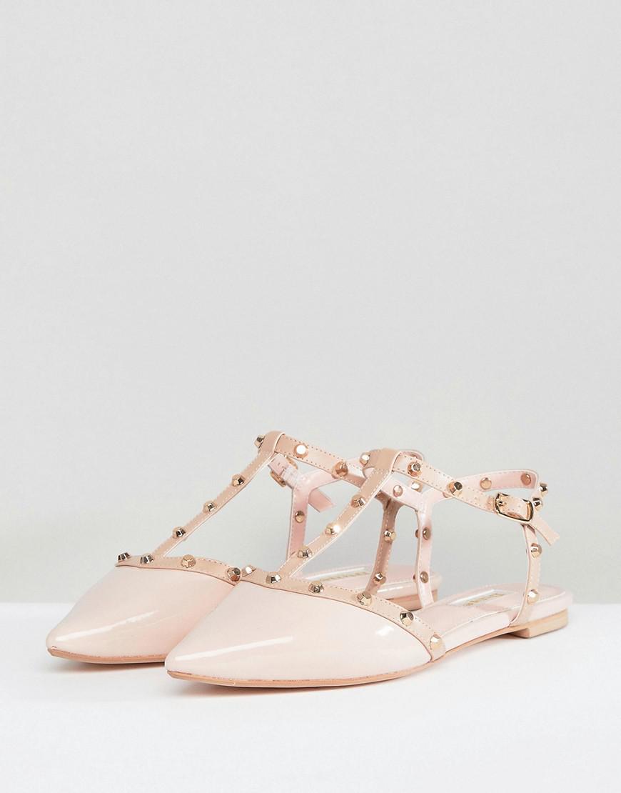 Dune London Cayote Flat Studded Shoe in Pink | Lyst