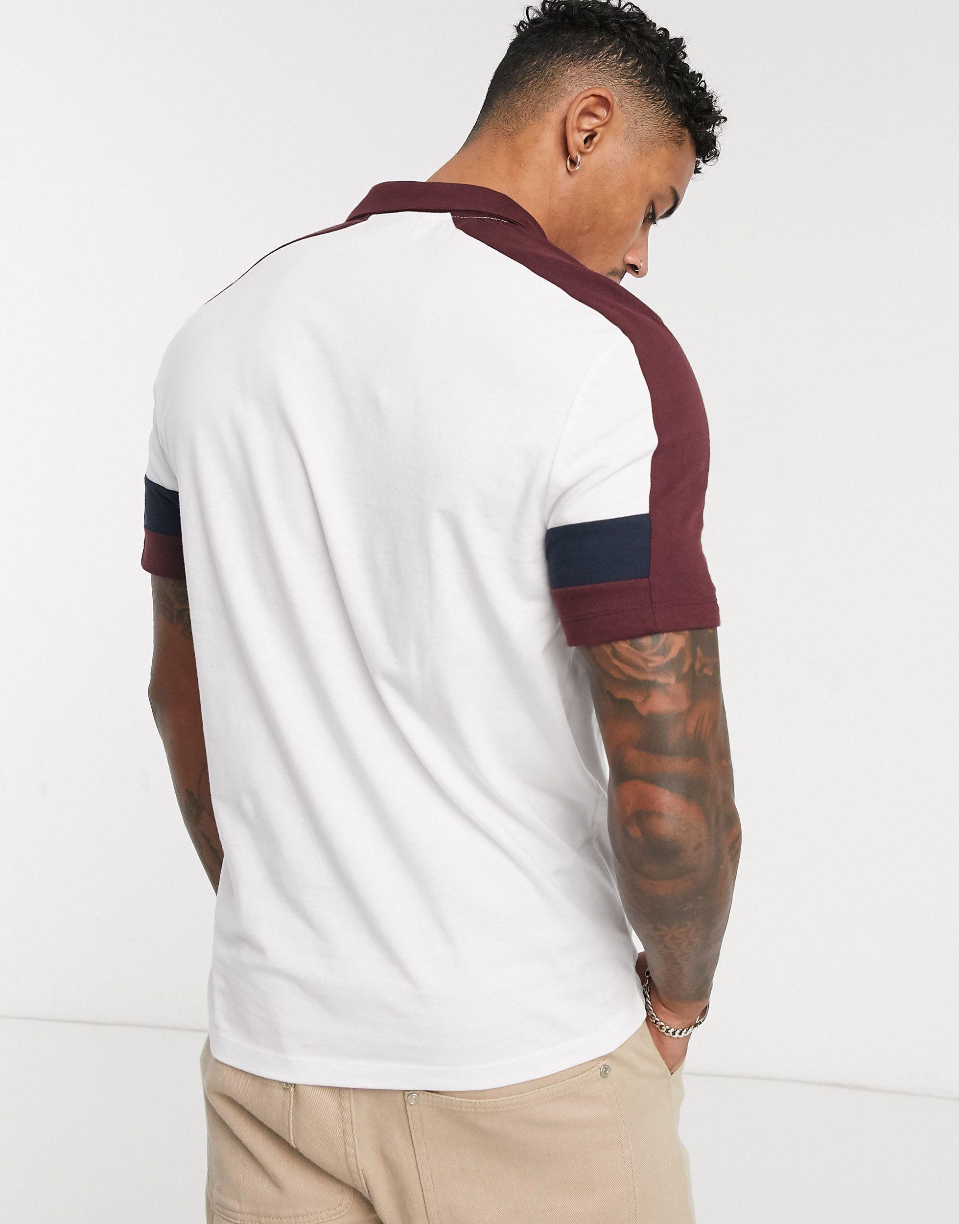 ASOS Cotton Organic Revere Polo Shirt With Contrast Shoulder And Sleeve