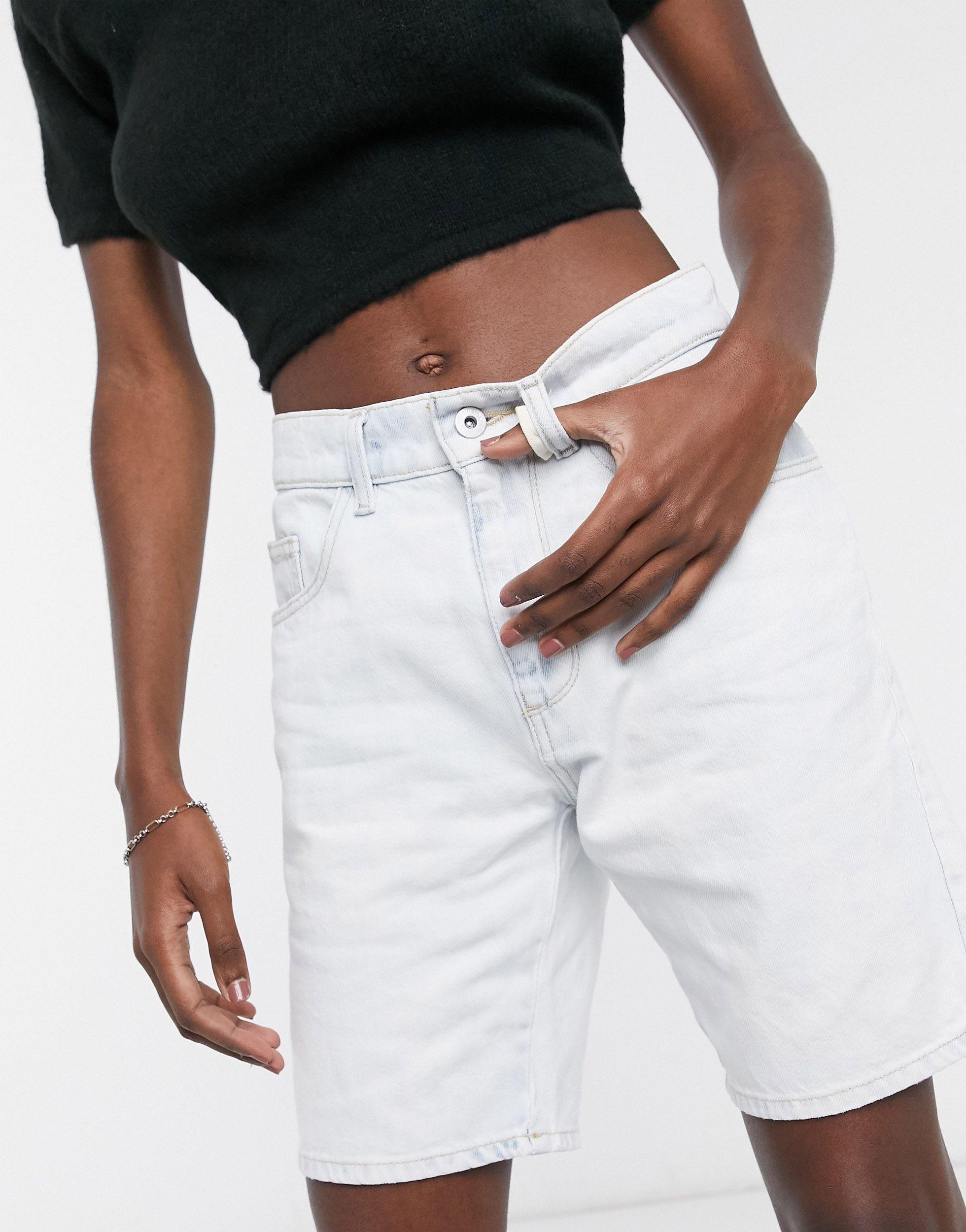 Collusion Denim Dad Shorts in White | Lyst