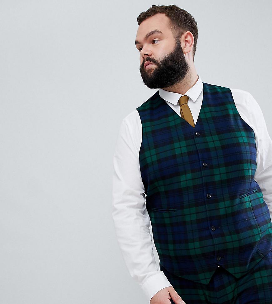 Chaleco de traje de boda muy ajustado a cuadros escoceses con lneas negras  de Plus ASOS de hombre de color Verde | Lyst