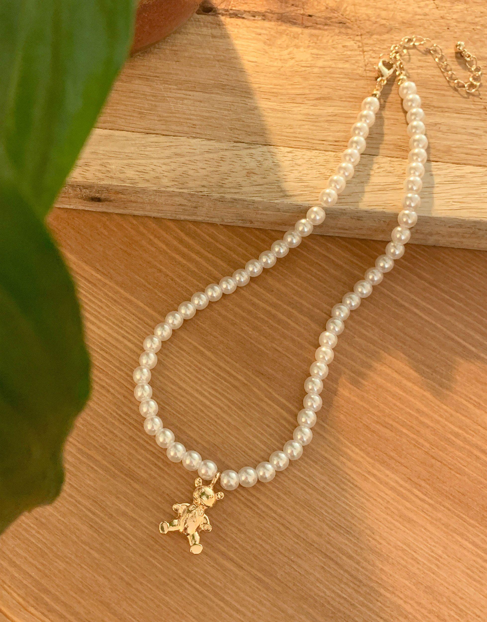 ASOS Necklace With Pearl And Teddy Bear 