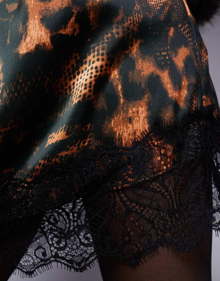 River Island Satin Cheetah Print Mini Skirt Asos Design Leopard