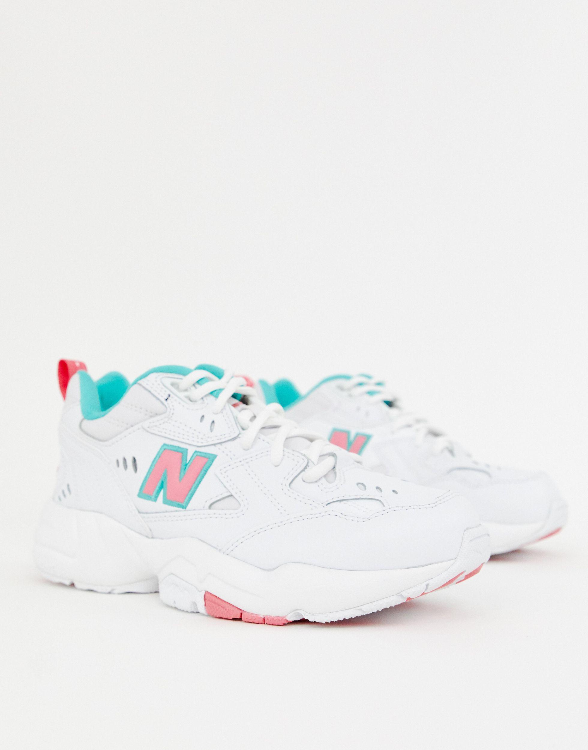 New Balance 608 White With Chunky Trainers in Blue Lyst Australia