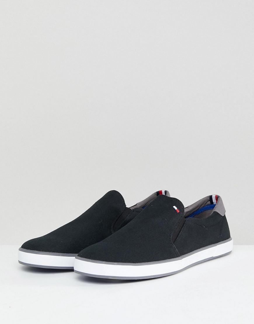 Tommy Hilfiger Iconic Slip On Canvas Sneakers In Black for Men | Lyst