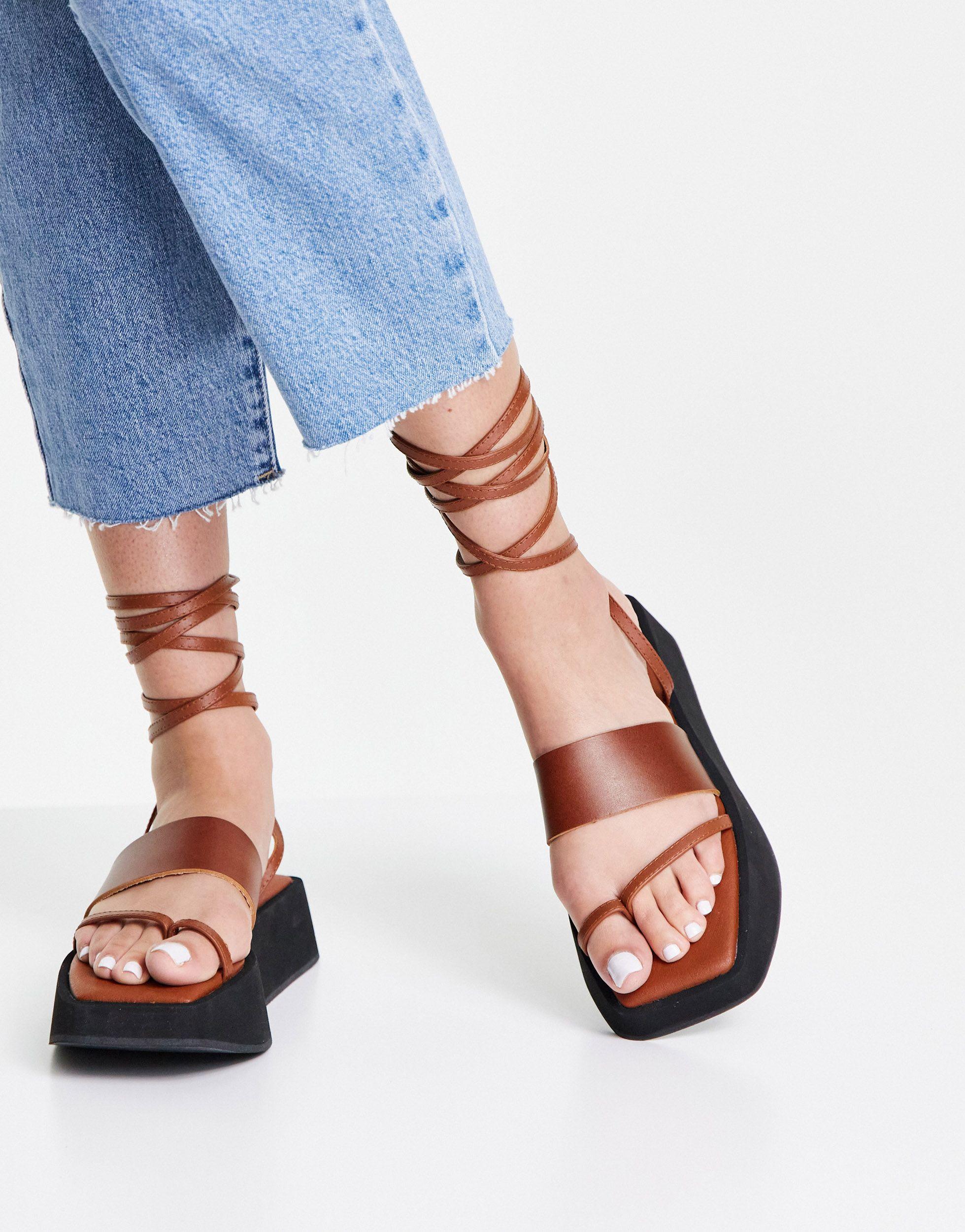 topshop tan leather sandals