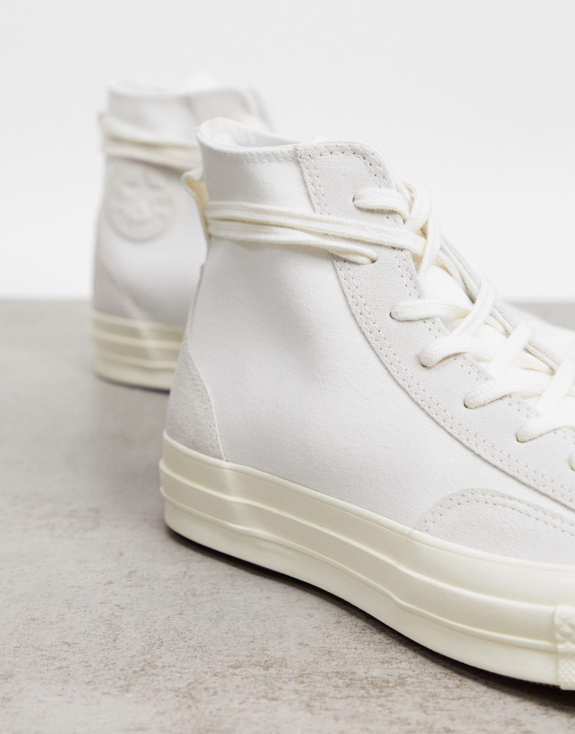 Converse Chuck 70 Hi Canvas And Suede Sneakers in Natural for Men | Lyst