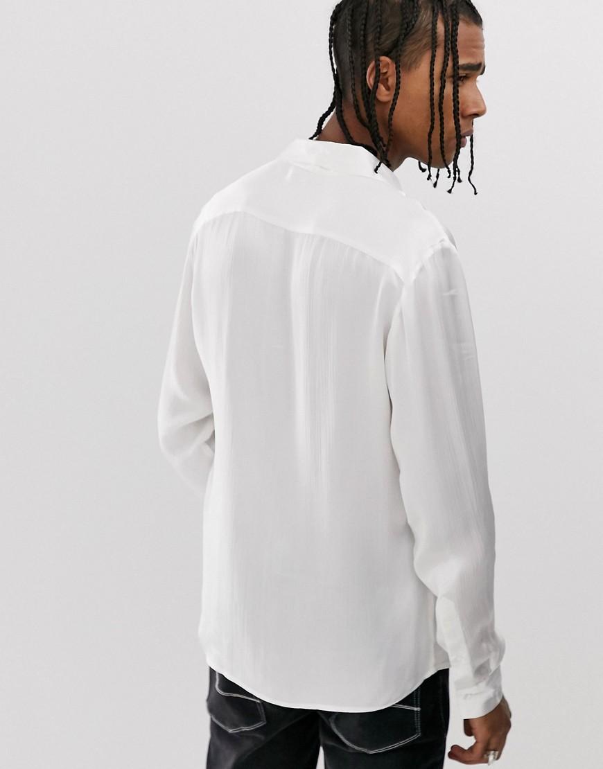 ASOS Regular Fit Shawl Neck Satin Shirt 