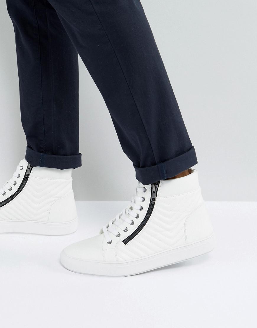 Steve Madden Punted Zip Hi Top Trainers In White for Men | Lyst