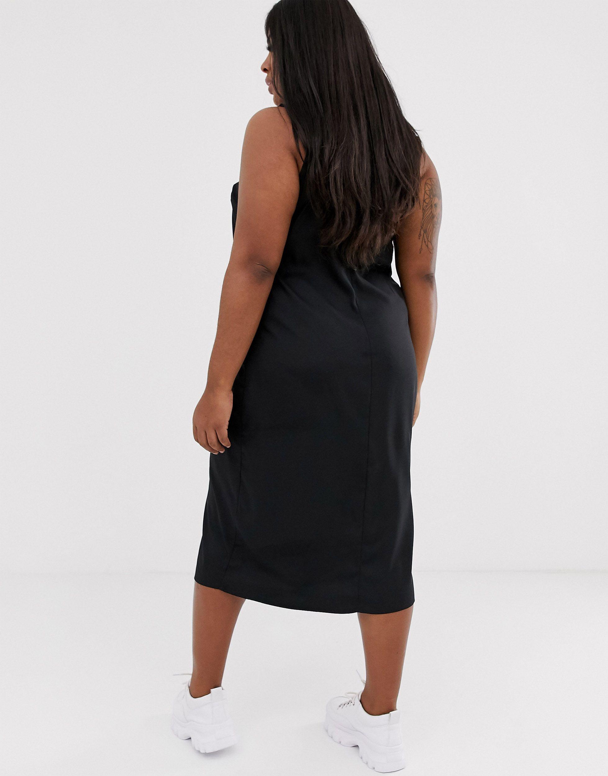 black curve midi dress