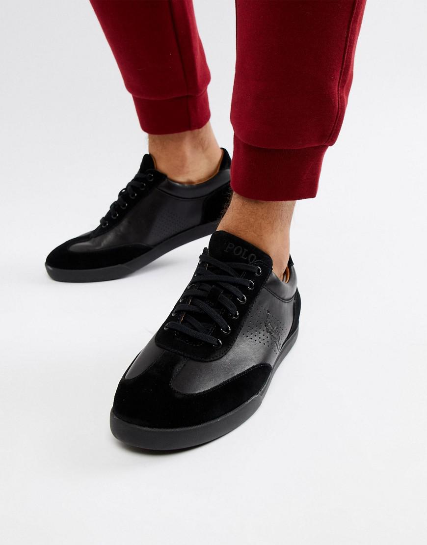 ralph lauren black leather trainers