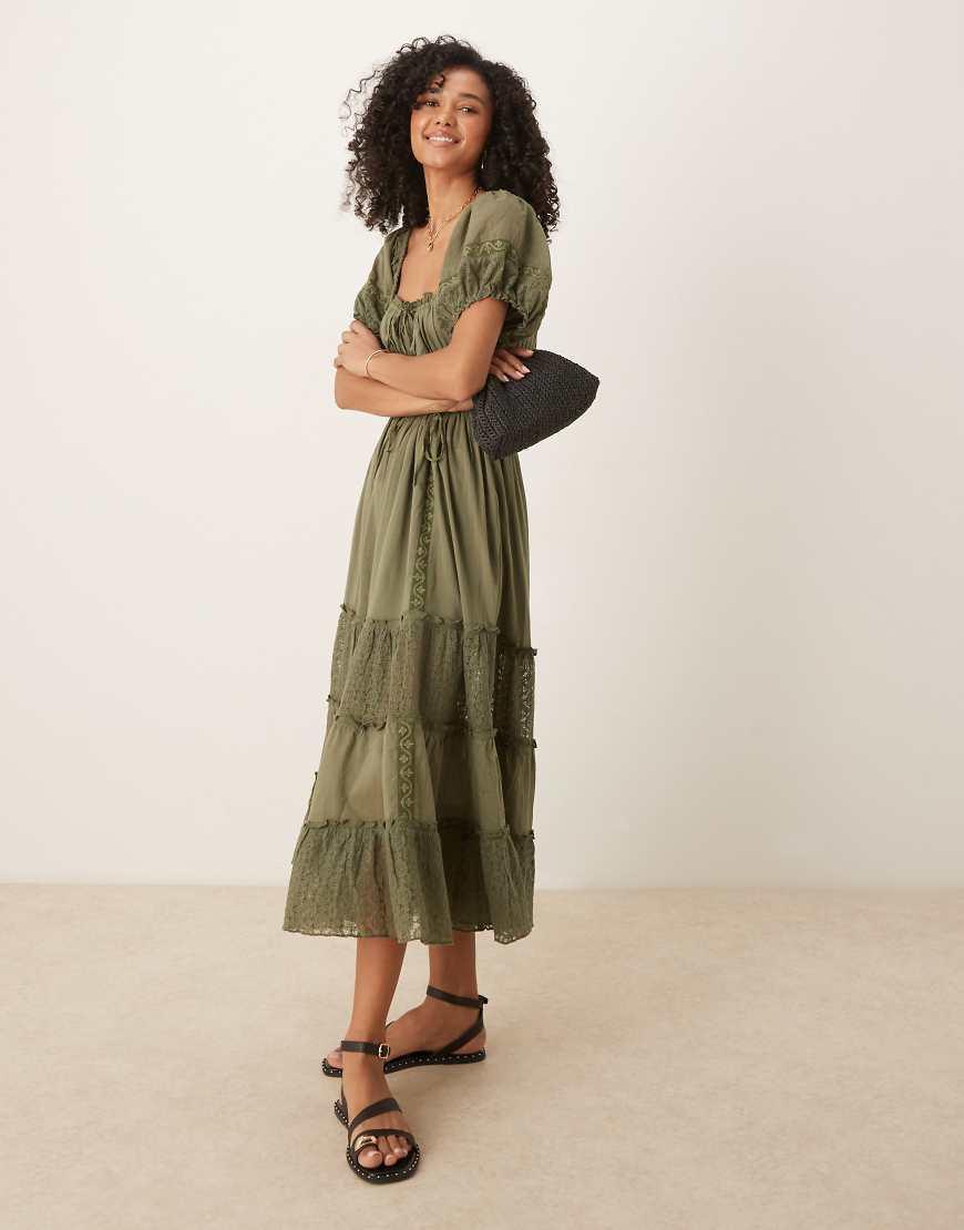 Free People Falling Sun Midi Dress in Natural | Lyst UK