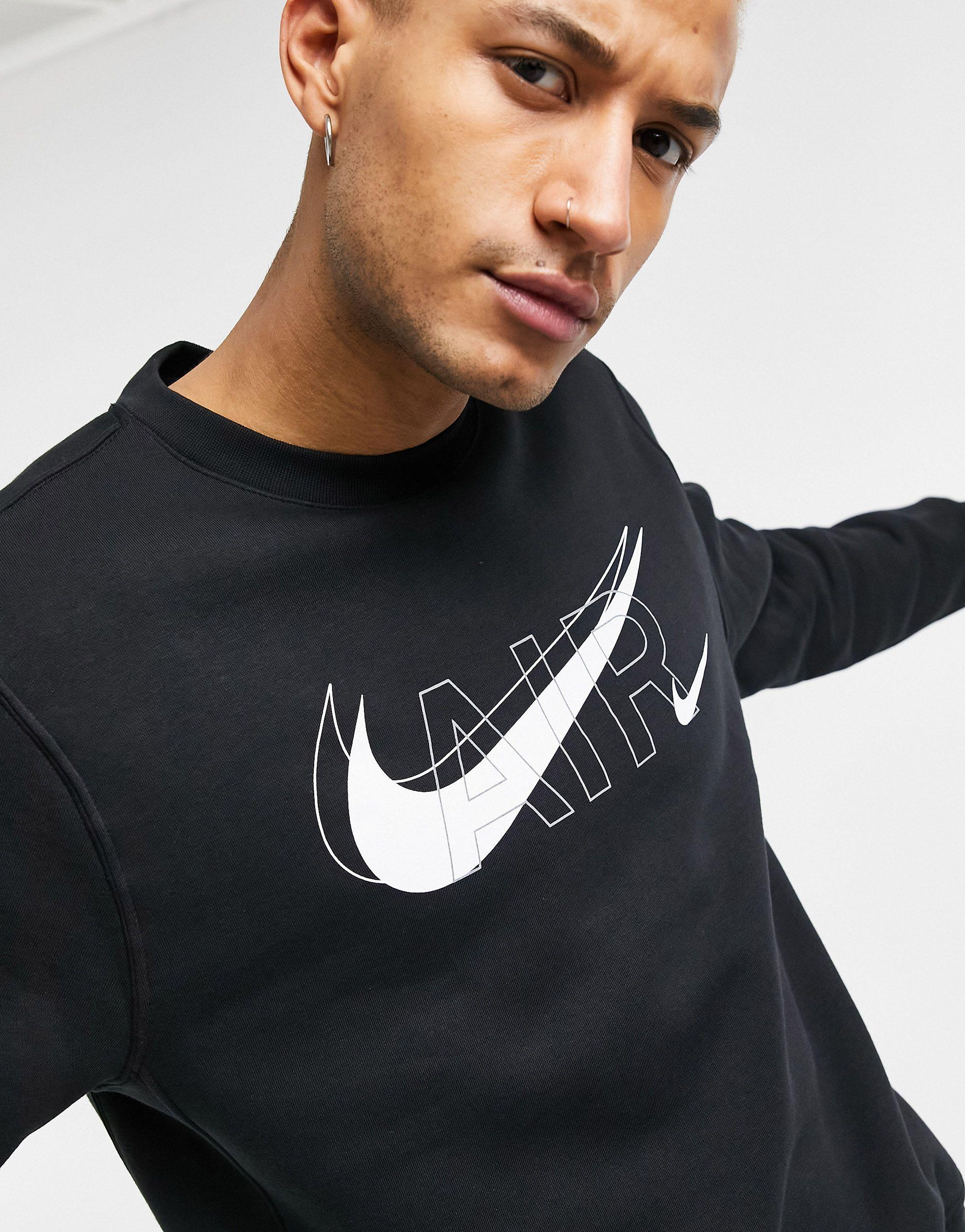 Nike Air Print Pack Crew Neck Sweat in Black for Men | Lyst UK