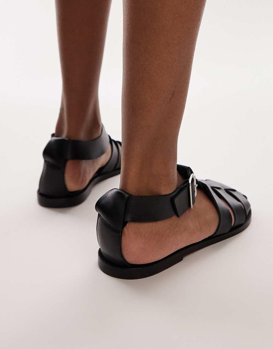 Sandalias Cangrejeras Negras De Cuero Premium Babs De TOPSHOP de