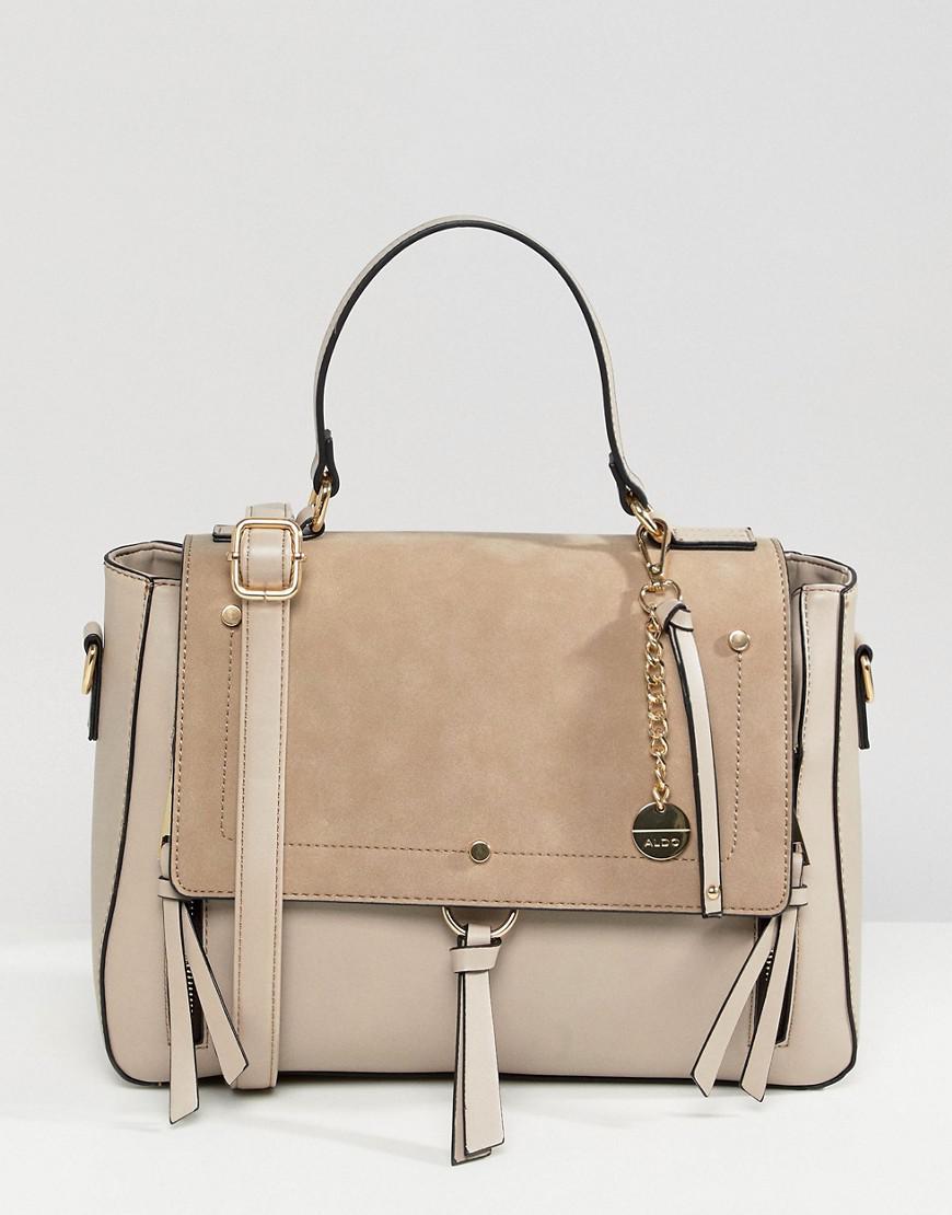 ALDO Leather Gochnauer Cream Handheld Tote Bag With Tassel And Zip