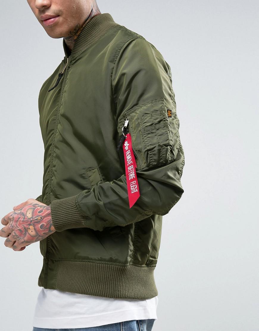 Alpha Industries Synthetic Ma1tt Bomber Jacket Slim Fit In Dark Green