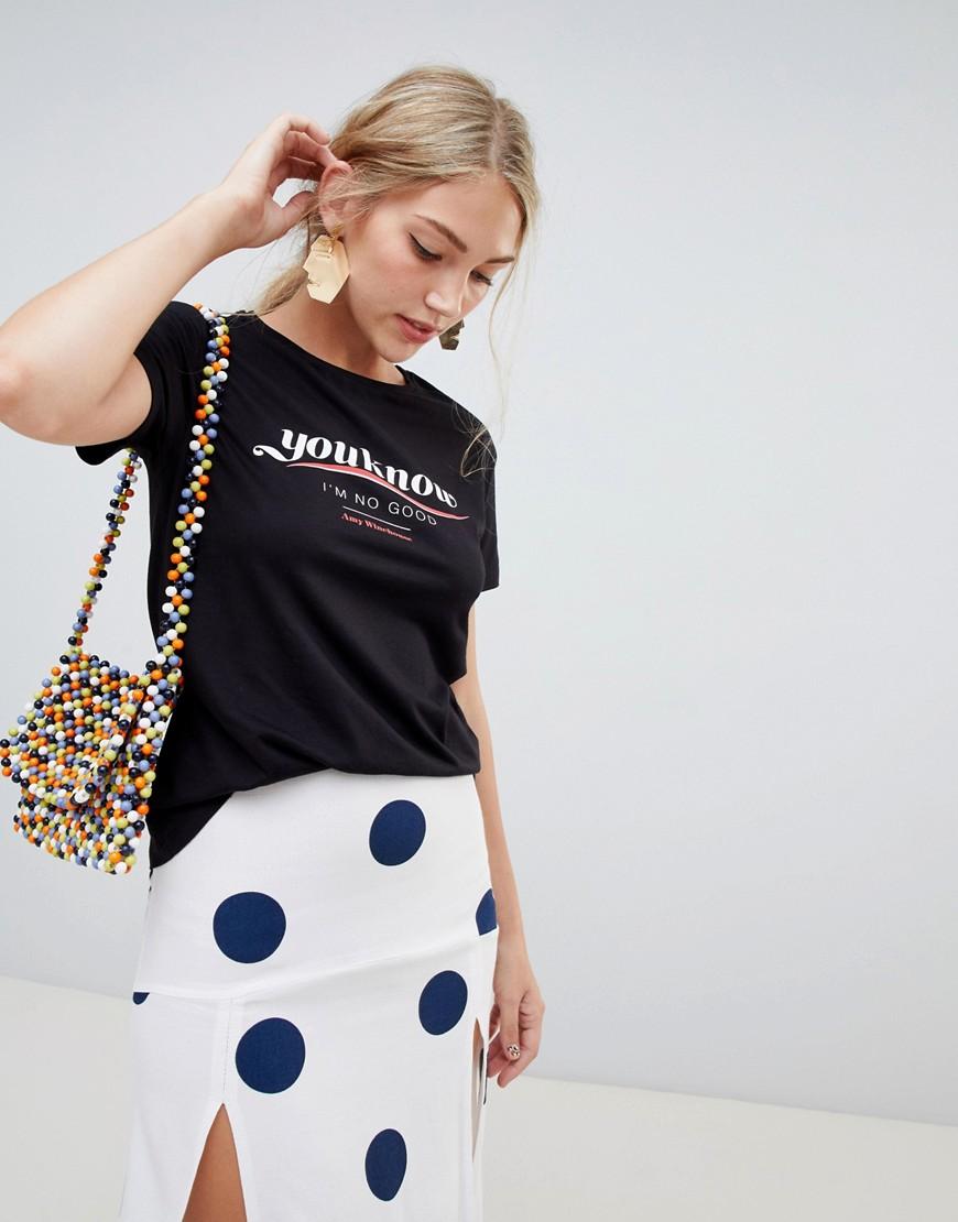 Camiseta con diseo de Amy Winehouse de Stradivarius de color Negro Lyst