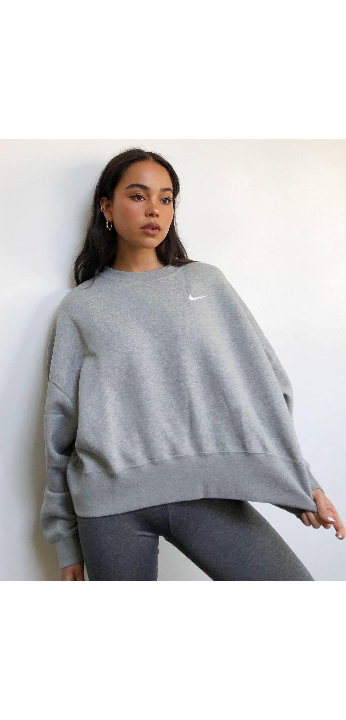 nike mini swoosh oversized sweatpants in gray