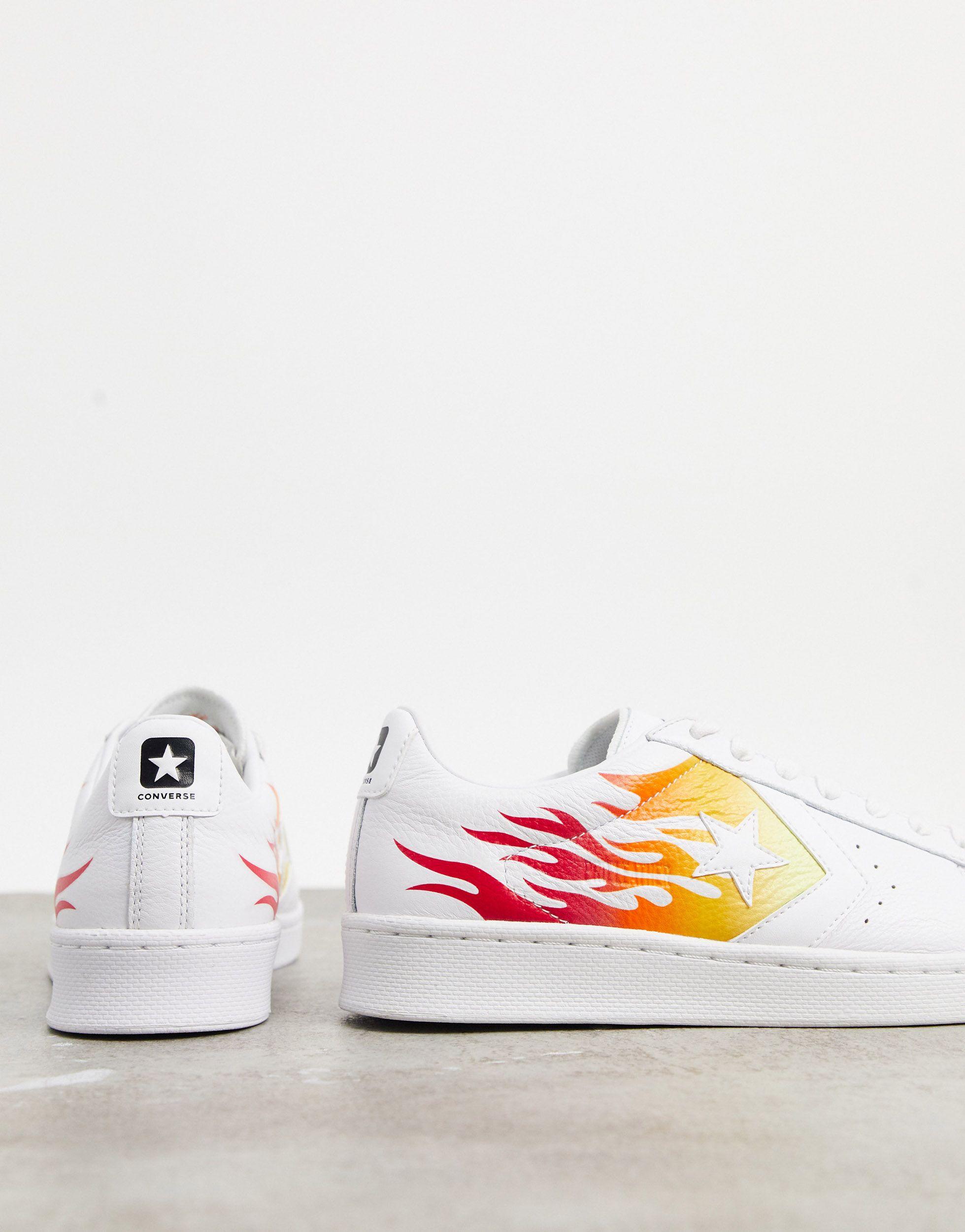 Converse White Flame Pro Leather Ox Sneakers for Men Lyst