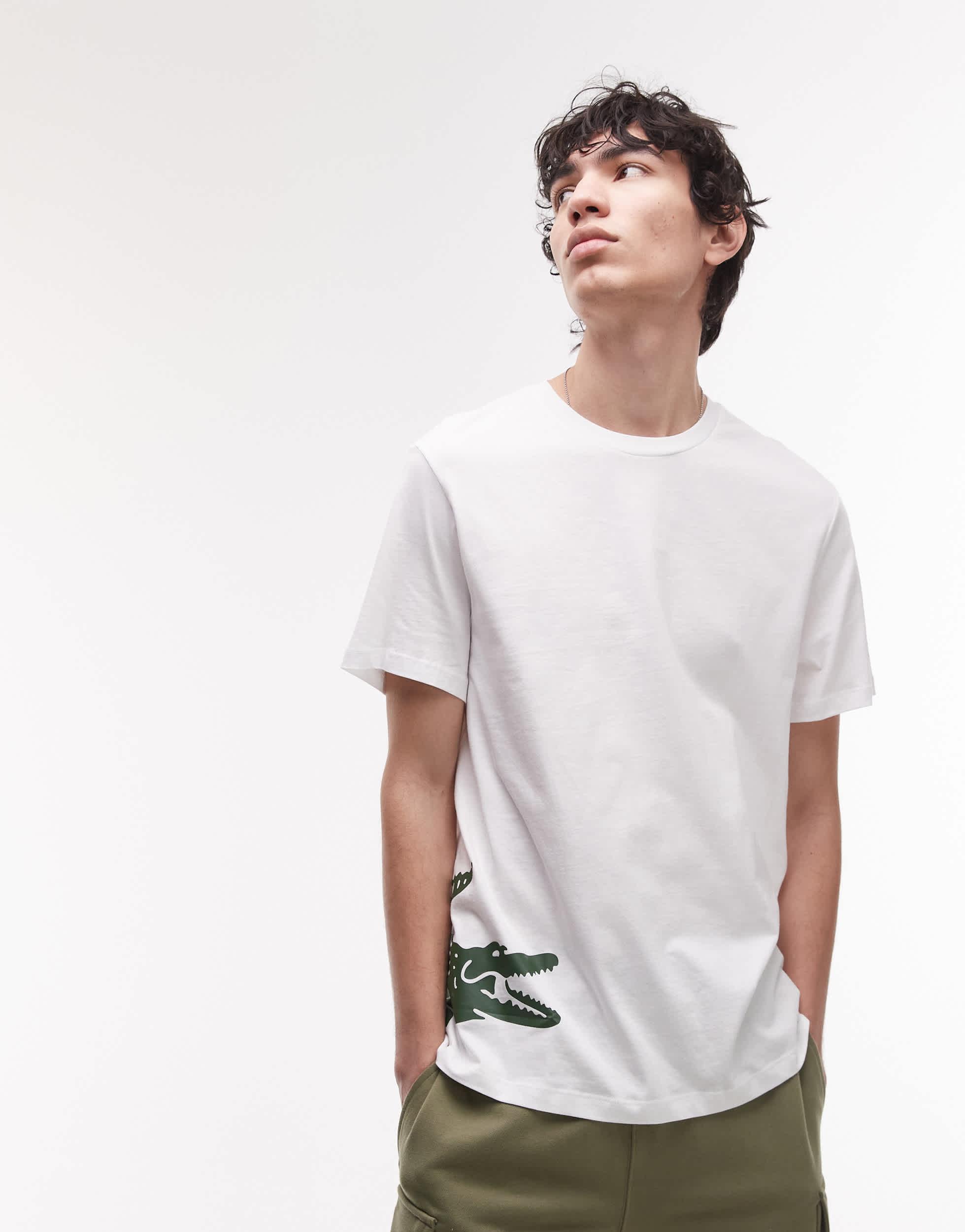 Tシャツ・カットソー LACOSTE Men T Shirts TH6709 1 White Men's white T-shirt Lacoste TH6709 | S'portofino