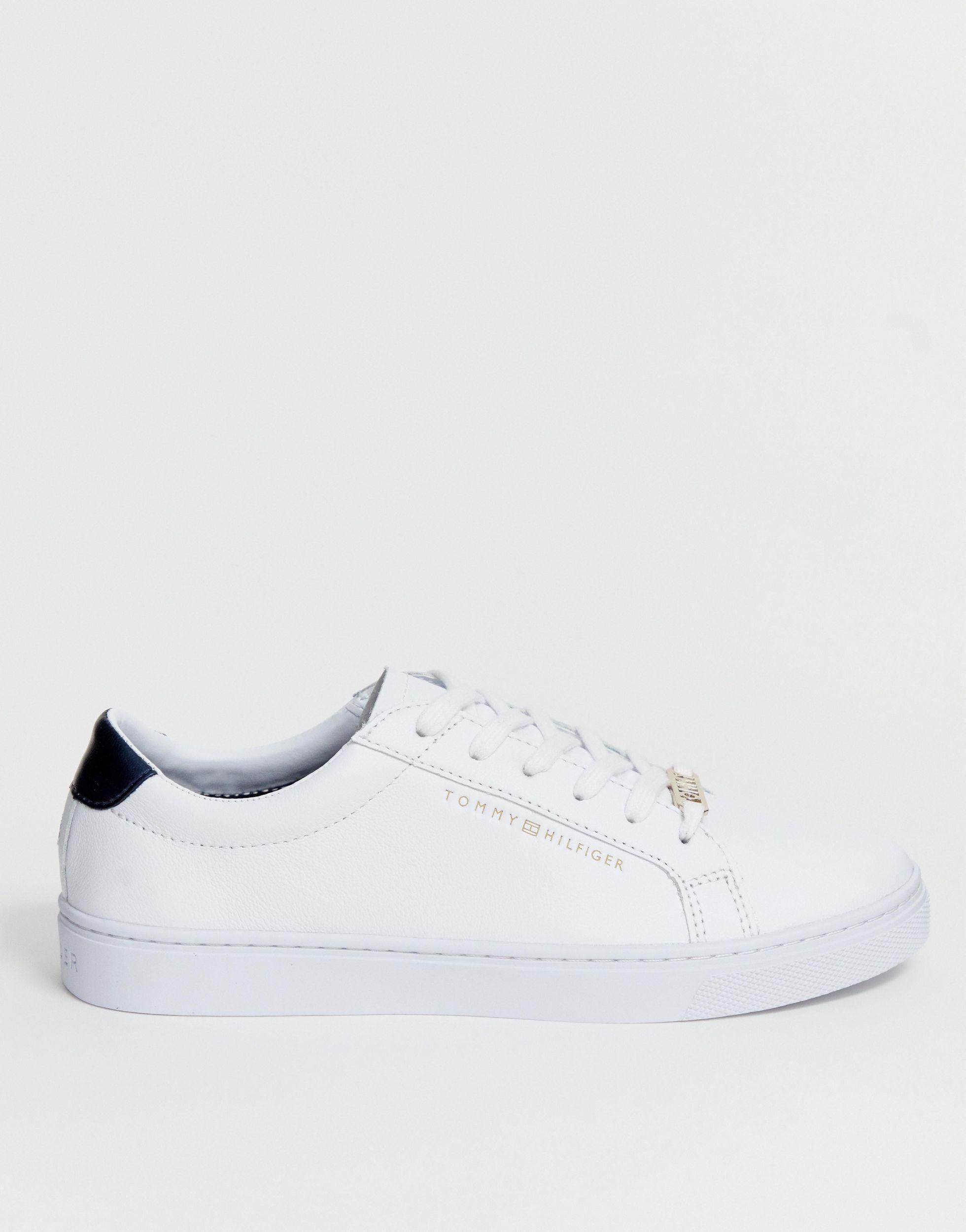 tommy jeans classic logo leather lace up trainers