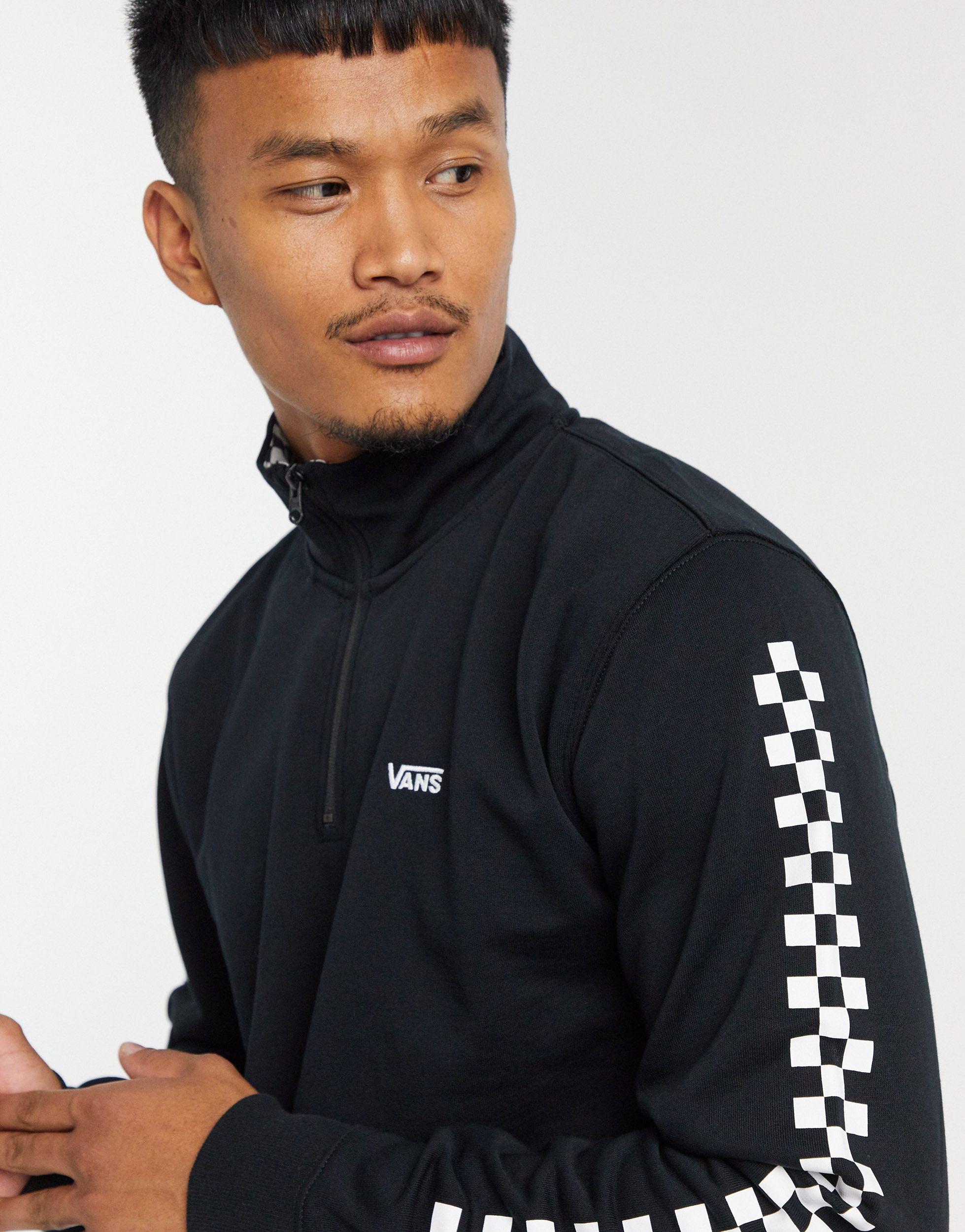 Vans Versa 1/4 Zip Checkerboard Sweatshirt in Black for Men - Lyst