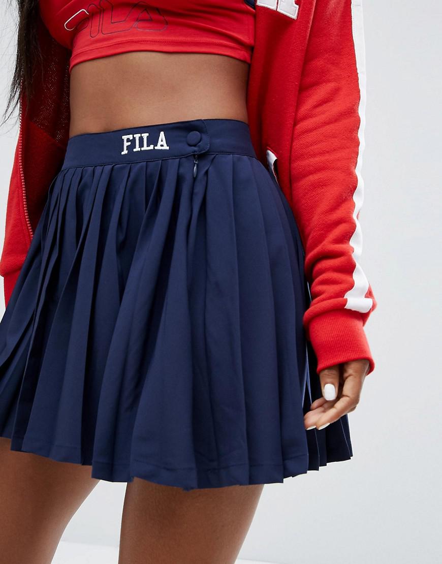Fila Pleated Tennis Skirt In Luxe Fabric in Blue | Lyst