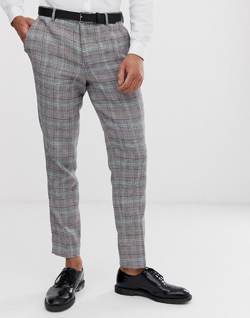 SELECTED Tapered Suit Trouser In Check Cotton Linen in Black for Men - Lyst