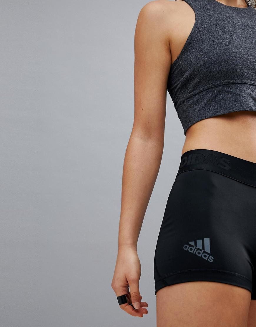 adidas training alphaskin booty shorts with side logo in black