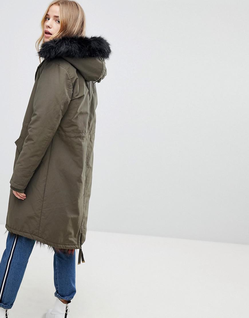 new look faux fur lined parka