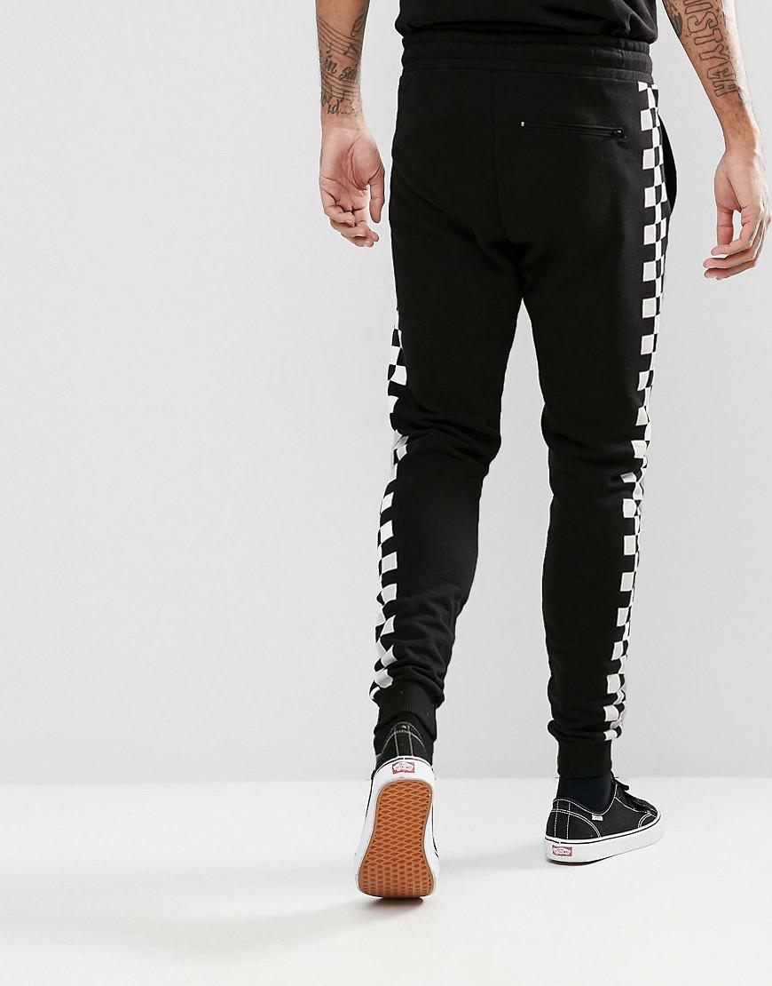 Criminal Damage Skinny Joggers In Black With Checkerboard Stripe for Men -  Lyst