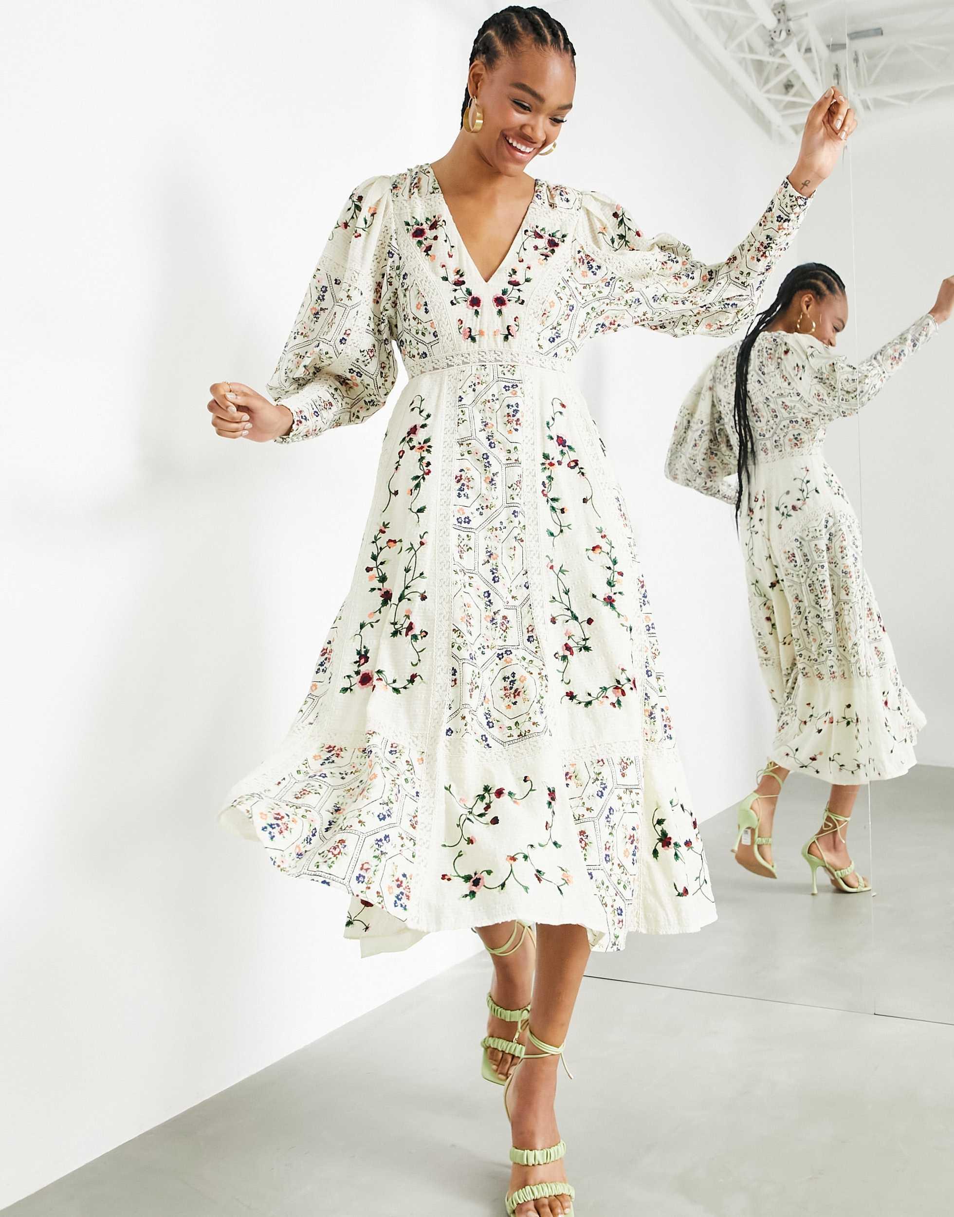 Garden Floral Floral Embroidered Dress Asos Shop Asos Edition Floral  Embroidered Maxi Dress With Cutabout Skirt Discount ASOS EDITION Summer Floral  Embroidered Maxi Dress With Open Back