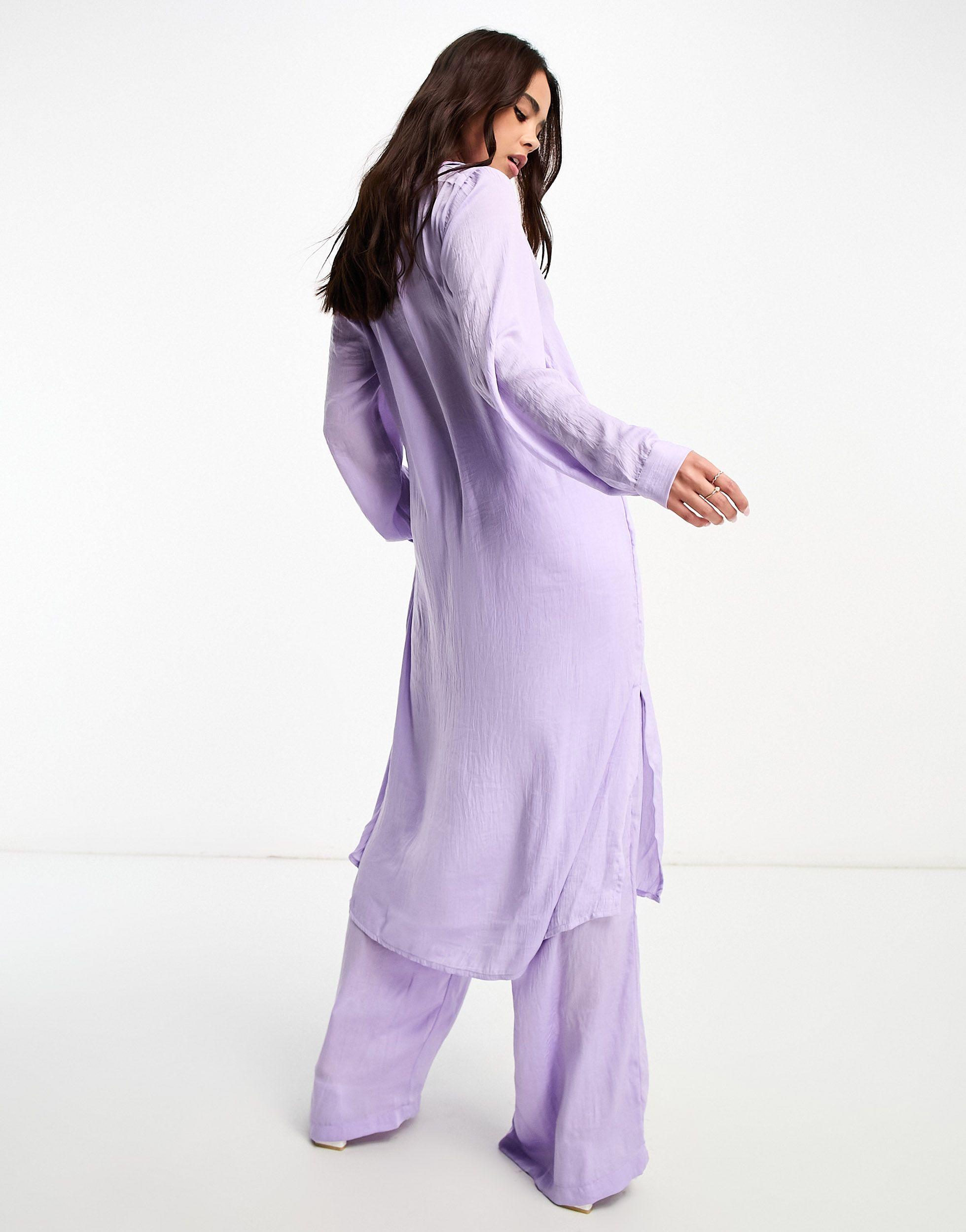 Moda Aware Slinky Longline Shirt in Purple | Lyst
