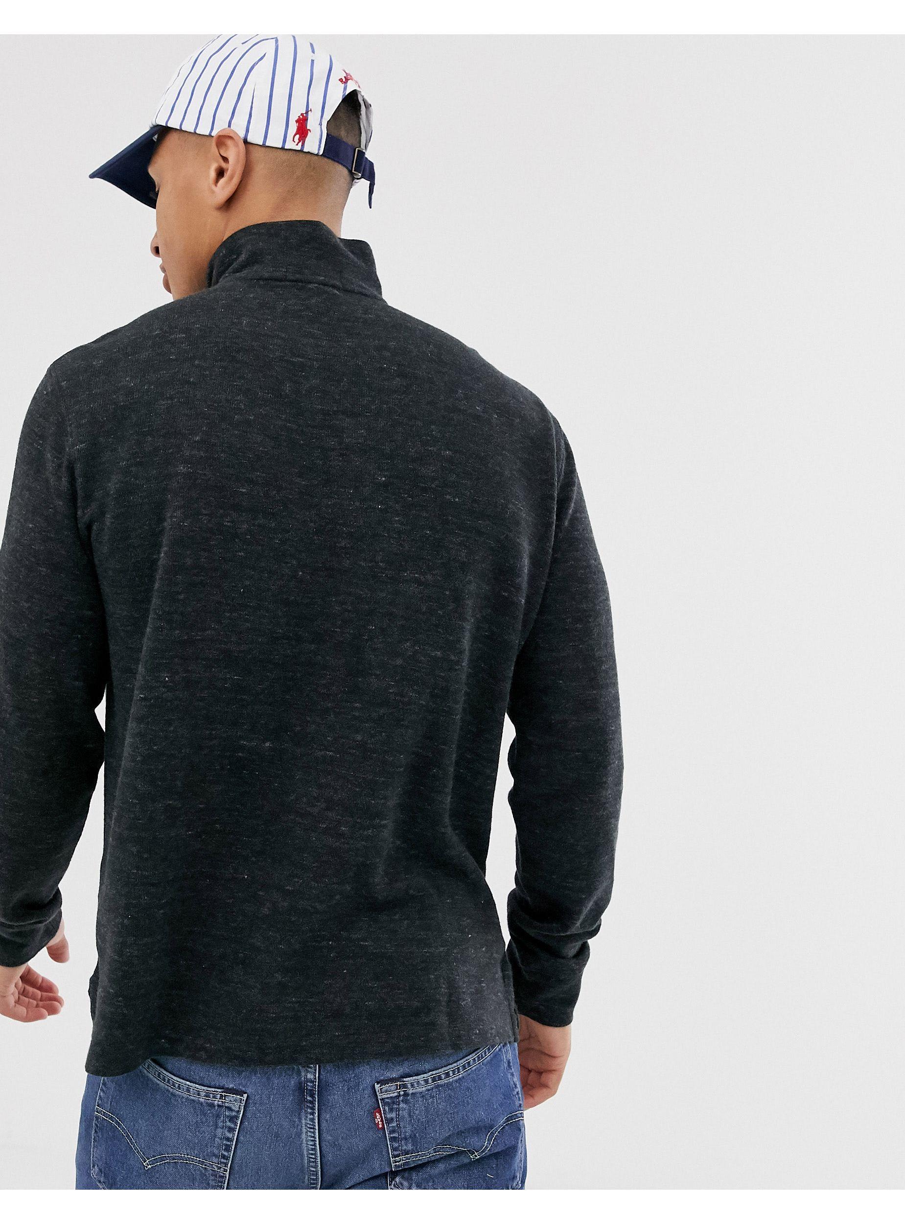 polo ralph lauren half zip knitted jumper in navy with multi player logo