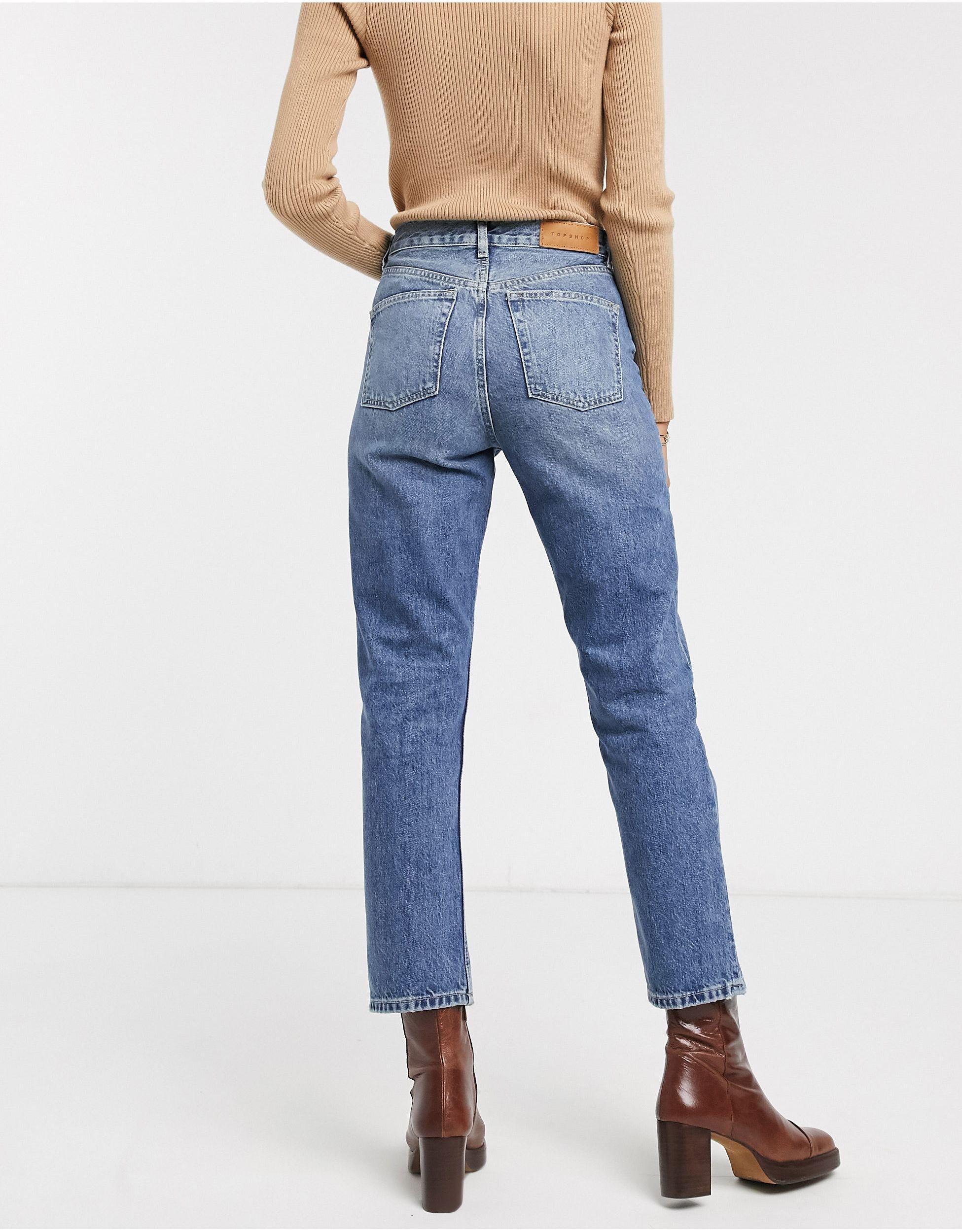 TOPSHOP Denim Straight Leg Jeans in 