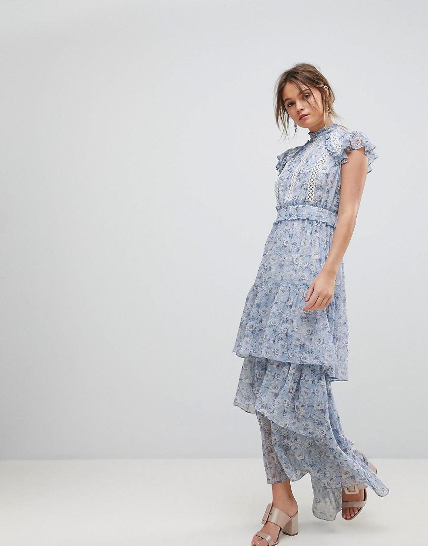 Forever New Tiered Maxi In Floral Print in Blue | Lyst