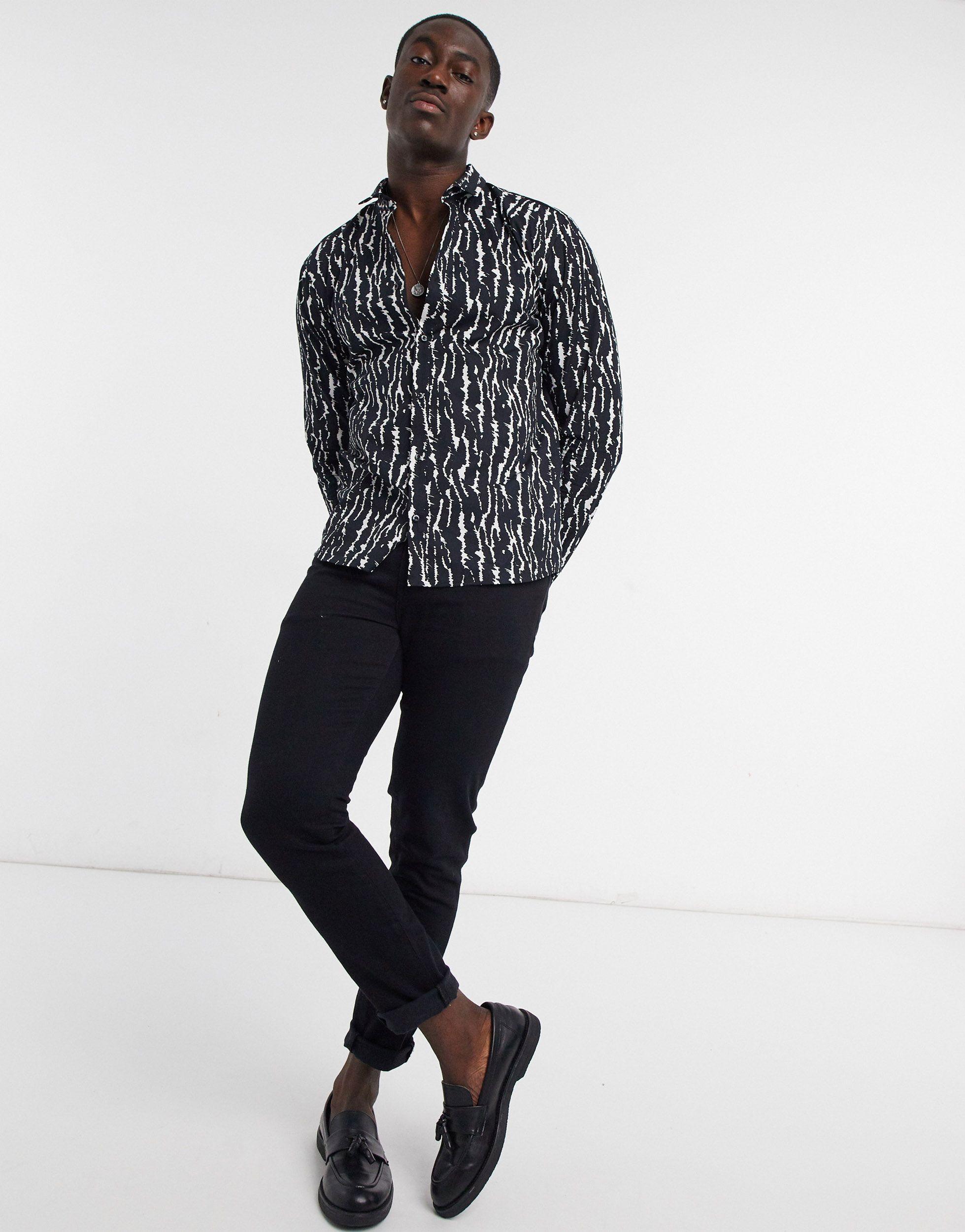 HUGO Ero3-w Abstract Print Shirt in 