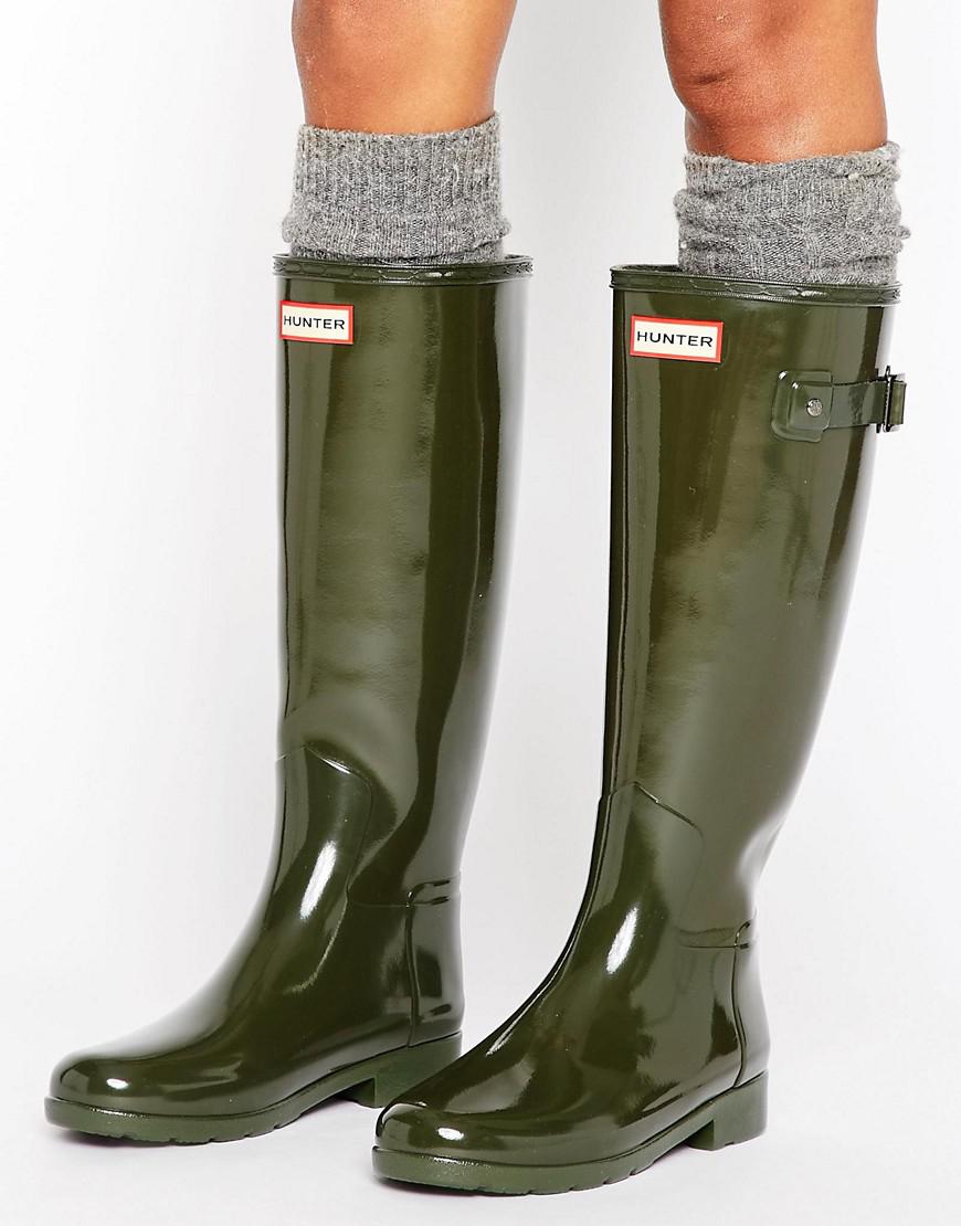 dark olive hunter rain boots