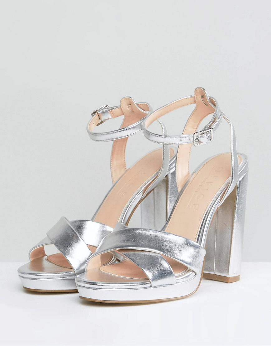 Office Nickles Silver Platform Heeled Sandals in Metallic Lyst