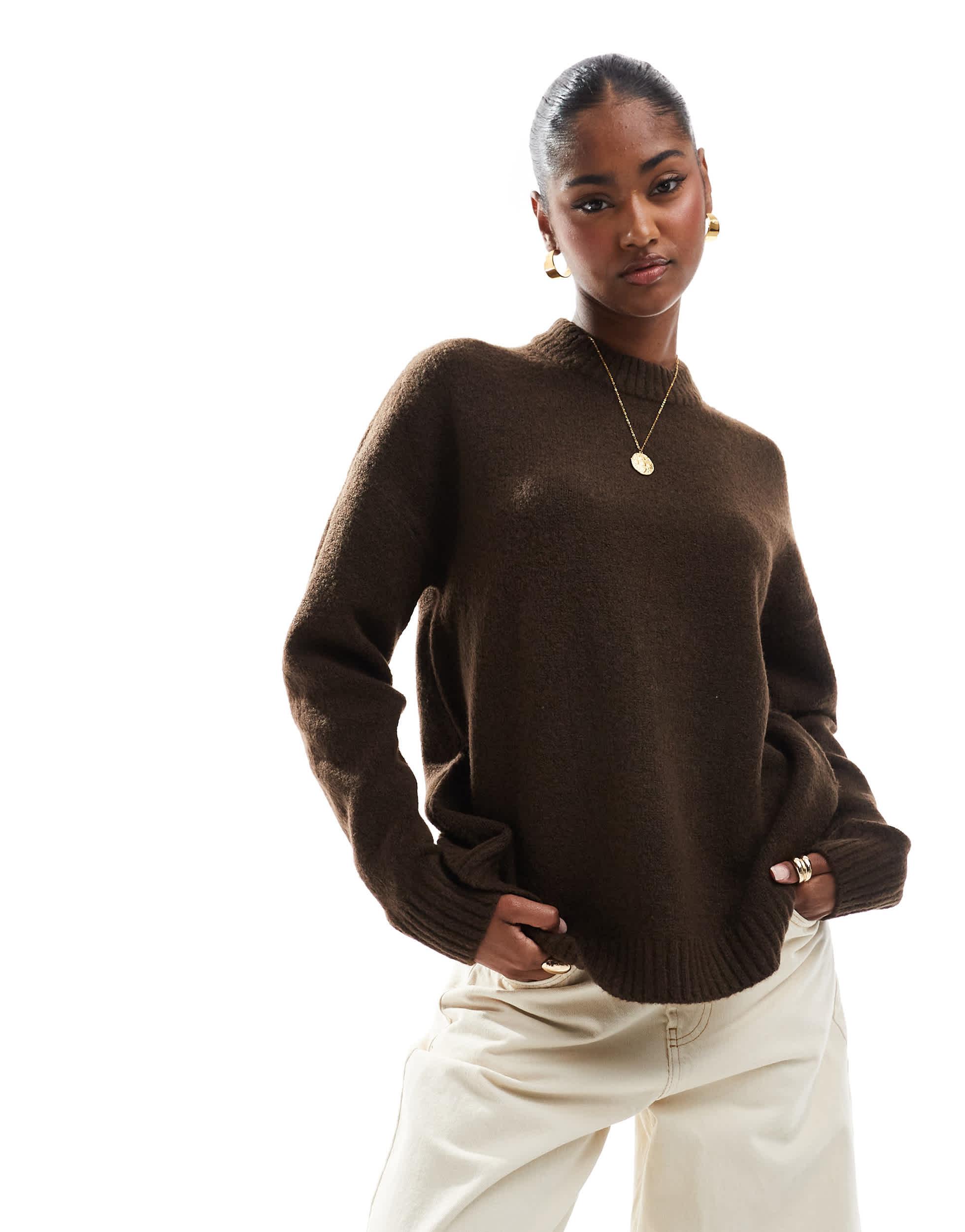Threadbare Dark Brown Roll Neck Jumper Threadbare Knitwear For