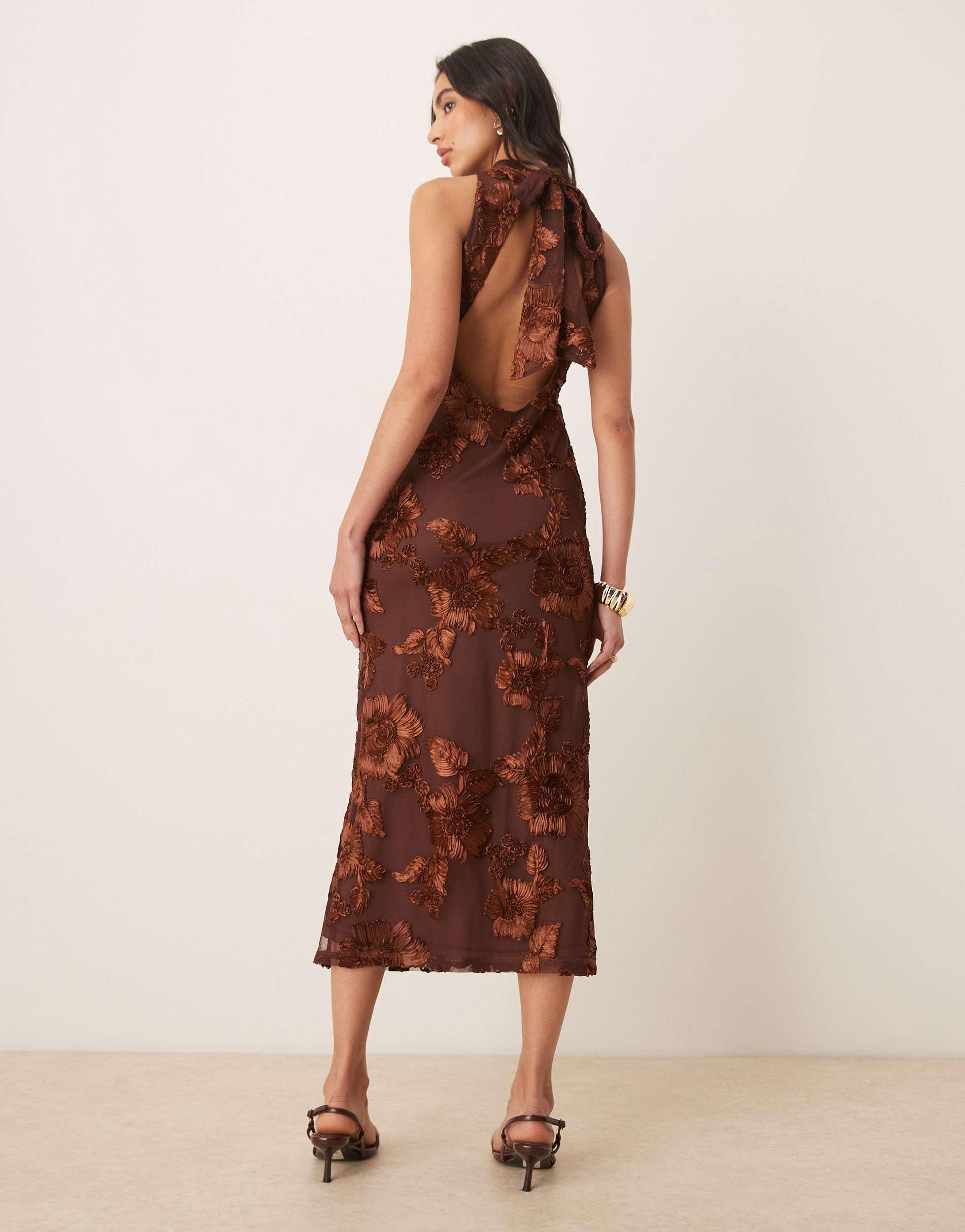 brown embroidered rose dress temu The Form Racerback Dress main image 1