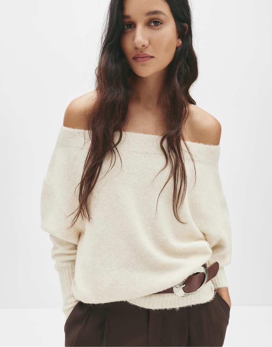 Pull&Bear Oversize Soft Knit Sweater in Natural Lyst UK