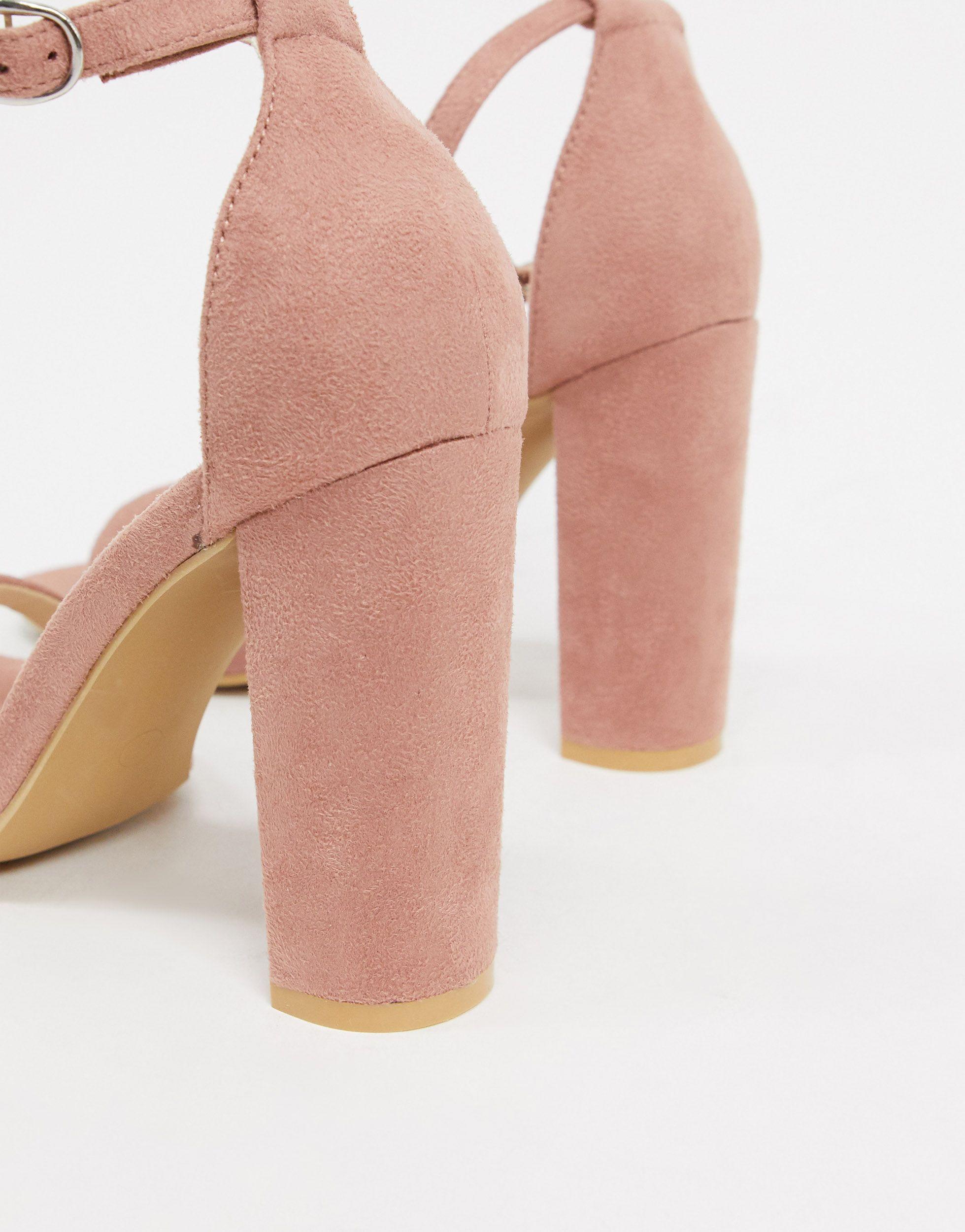 pink block heels closed toe