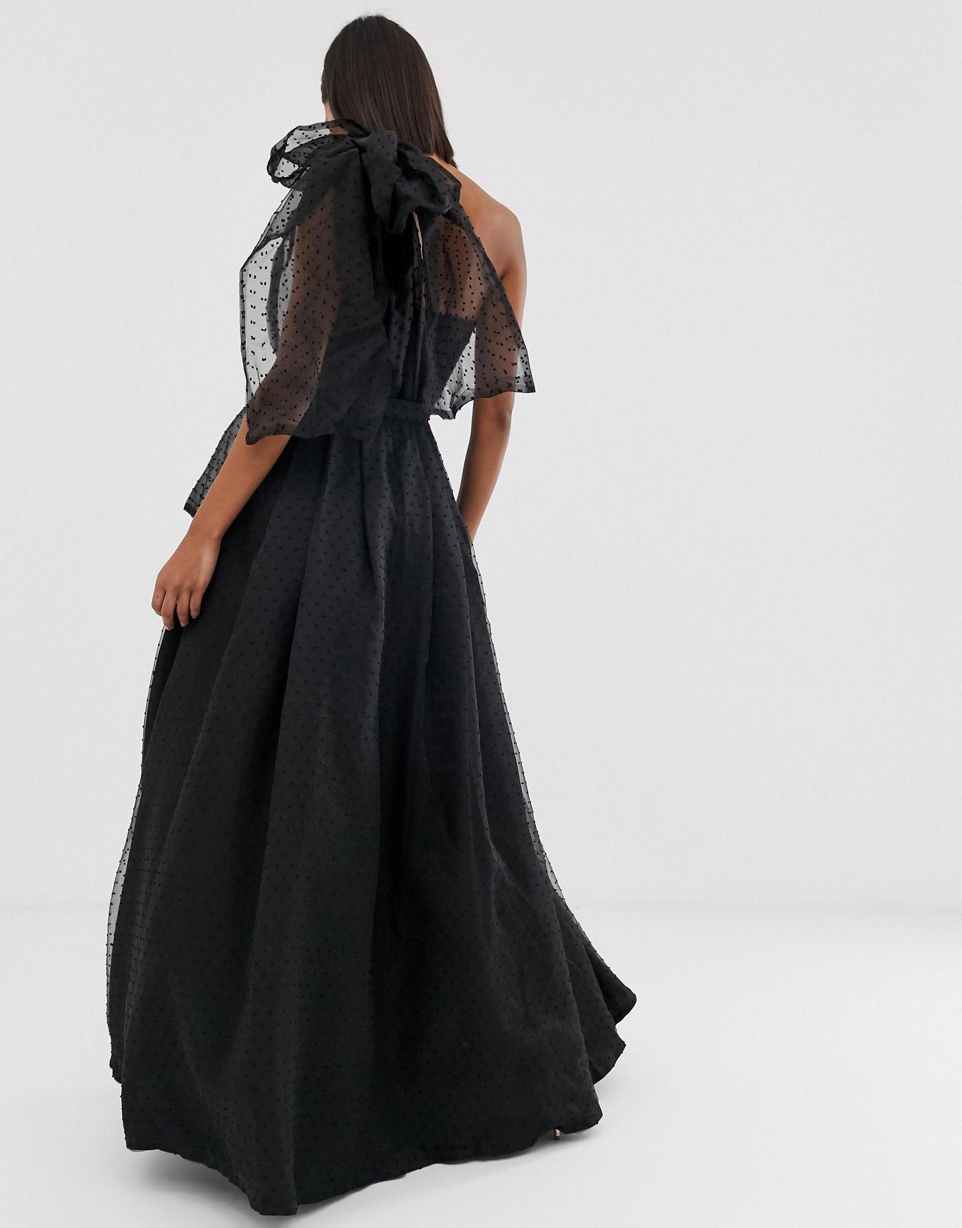 Satin Bodycon Dress with Organza Sleeves Black | VICLAN