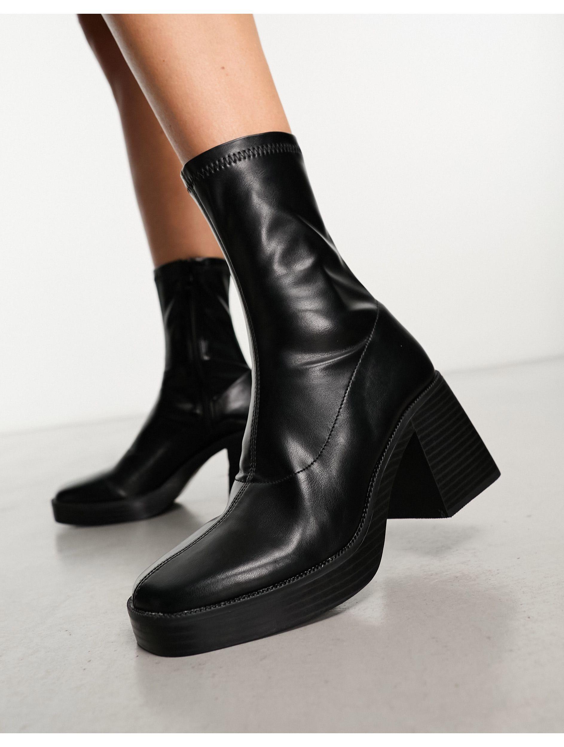 Block Heel Raid Lexus Chunky Boot In Black Raid Wide Fit Vinita