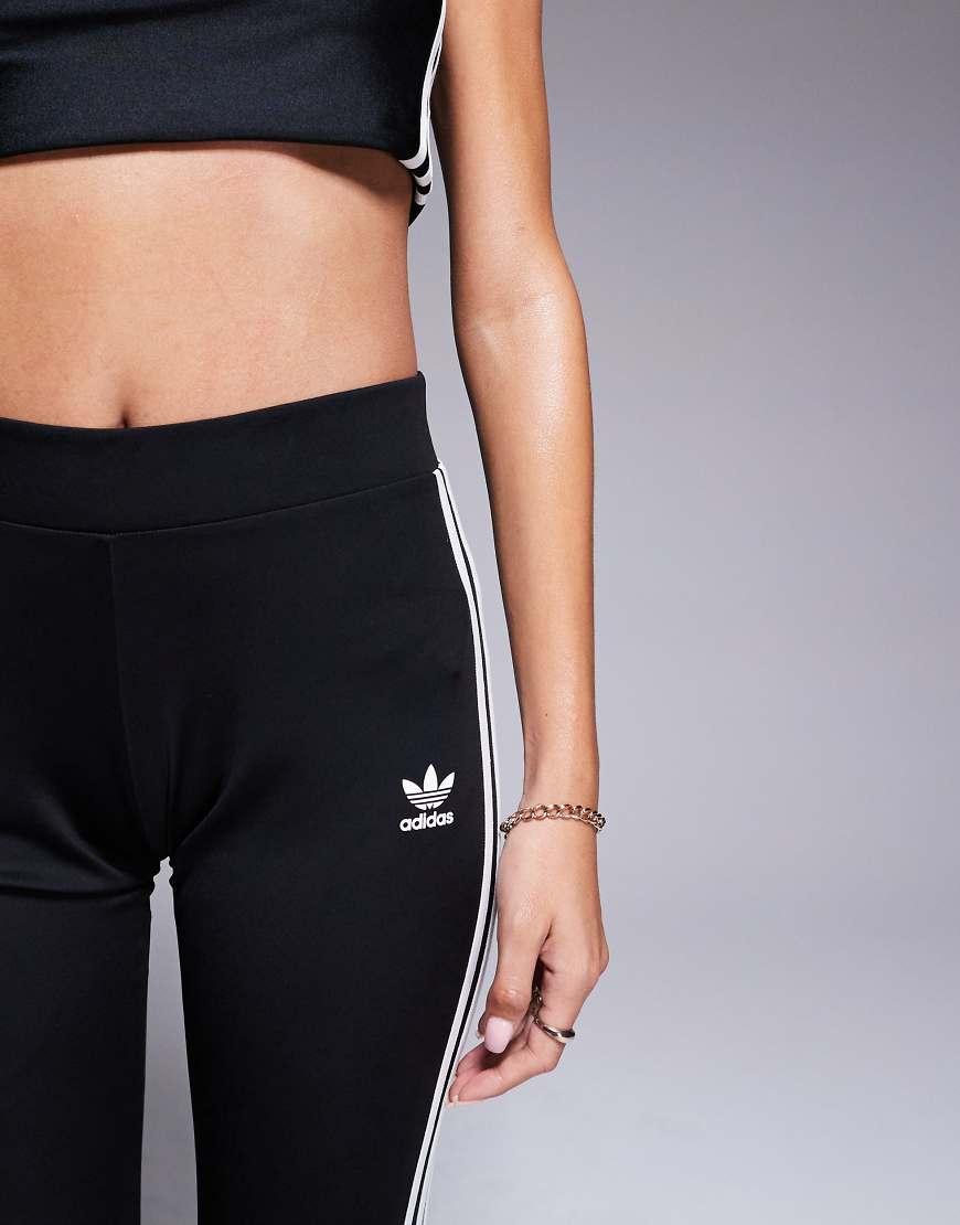 Adidas black leggings with white stripes sale